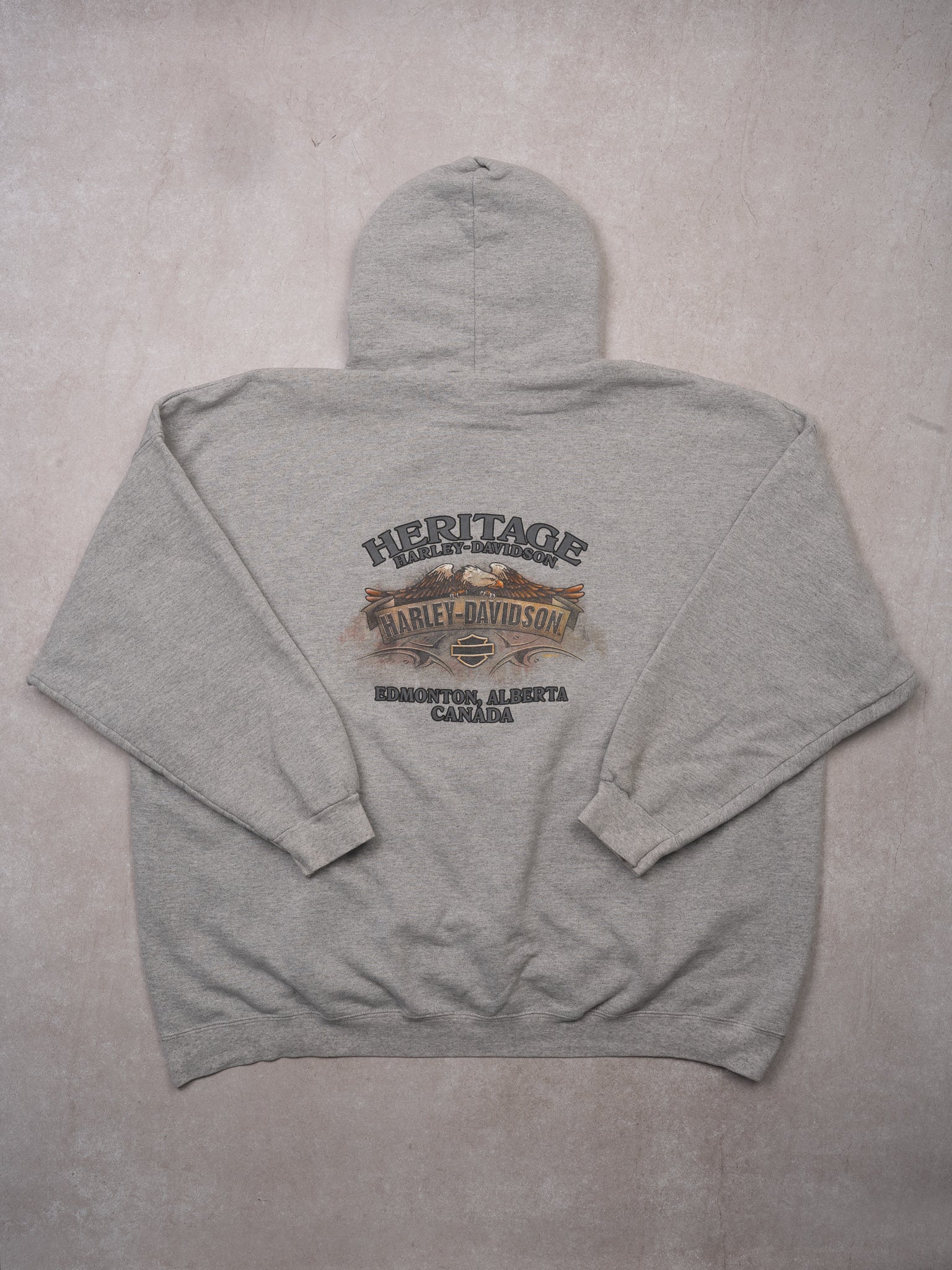Vintage '09 Grey Harley Davidson Edmonton AB Hoodie (XXL)