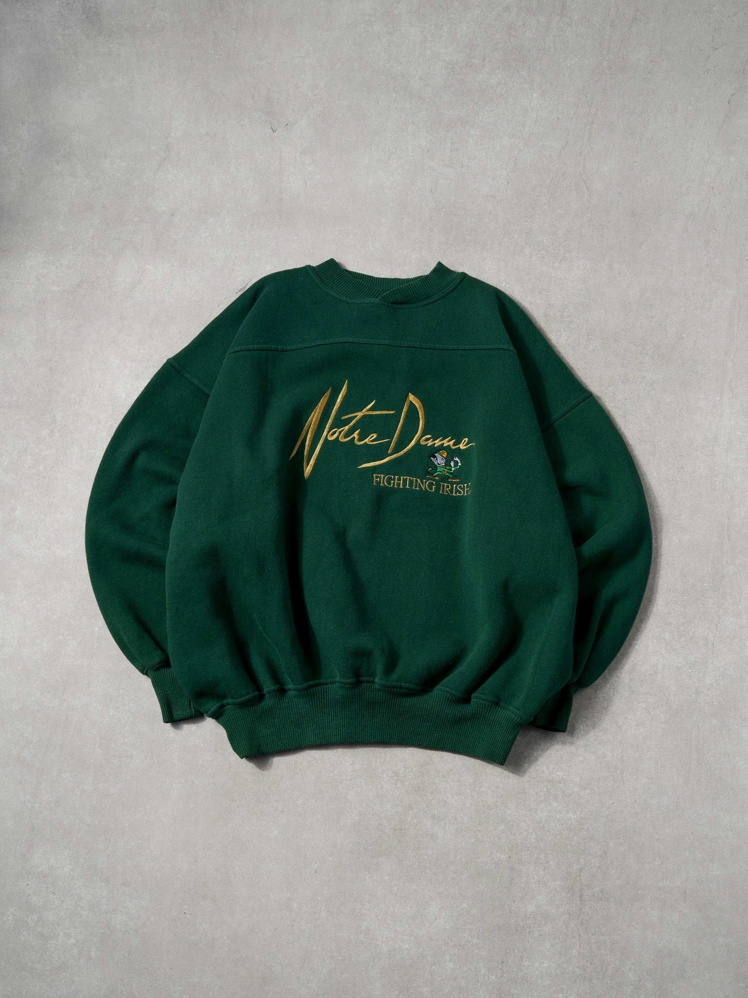 Vintage 90s Pine Green Notre Dame Fighting Irish Crewneck (XL)