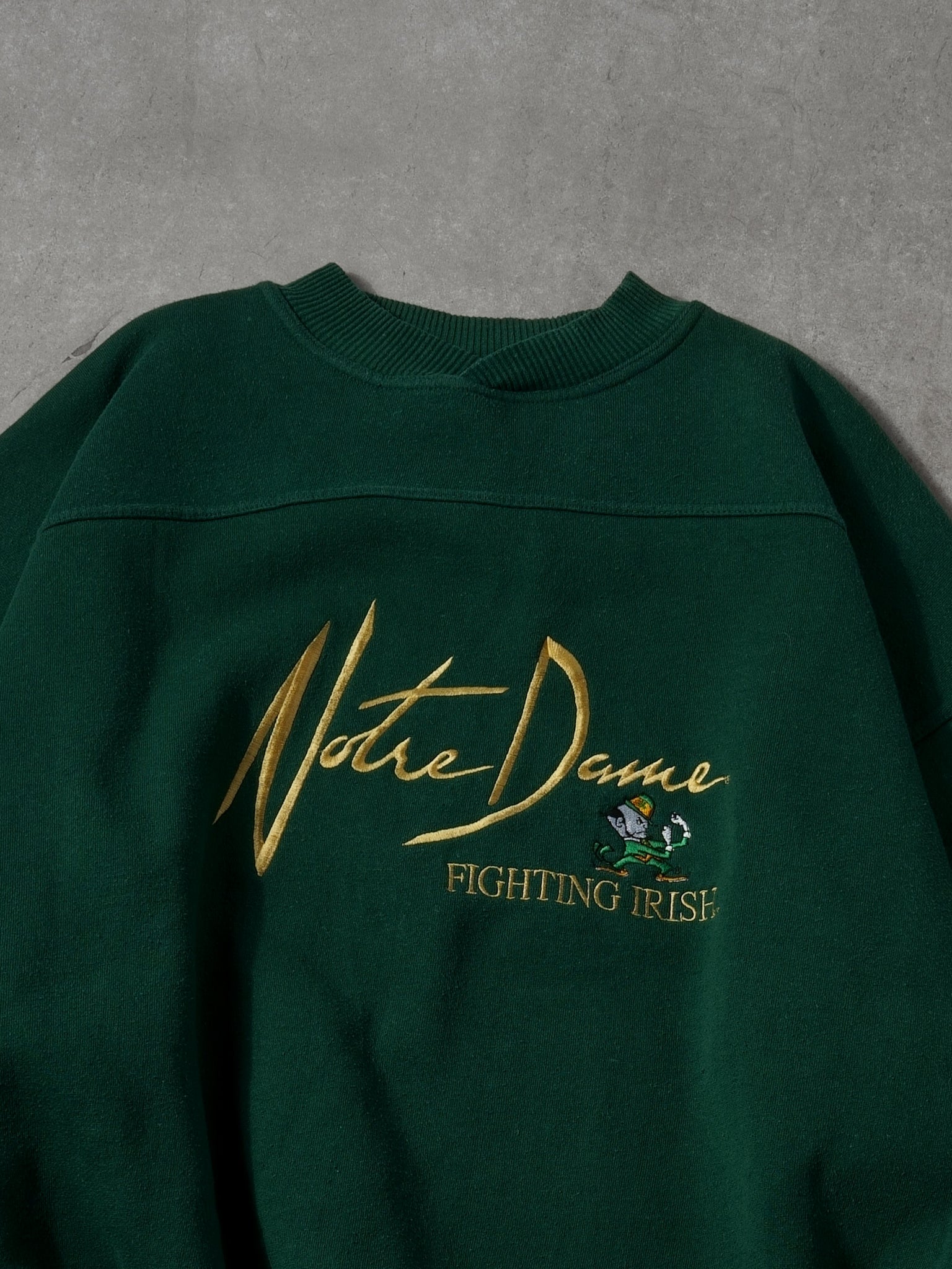 Vintage 90s Pine Green Notre Dame Fighting Irish Crewneck (XL)