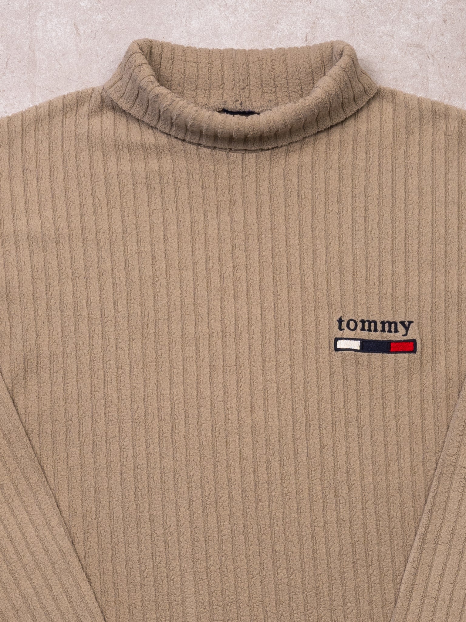 Vintage 90s Beige Fleece Tommy Turtleneck (L)