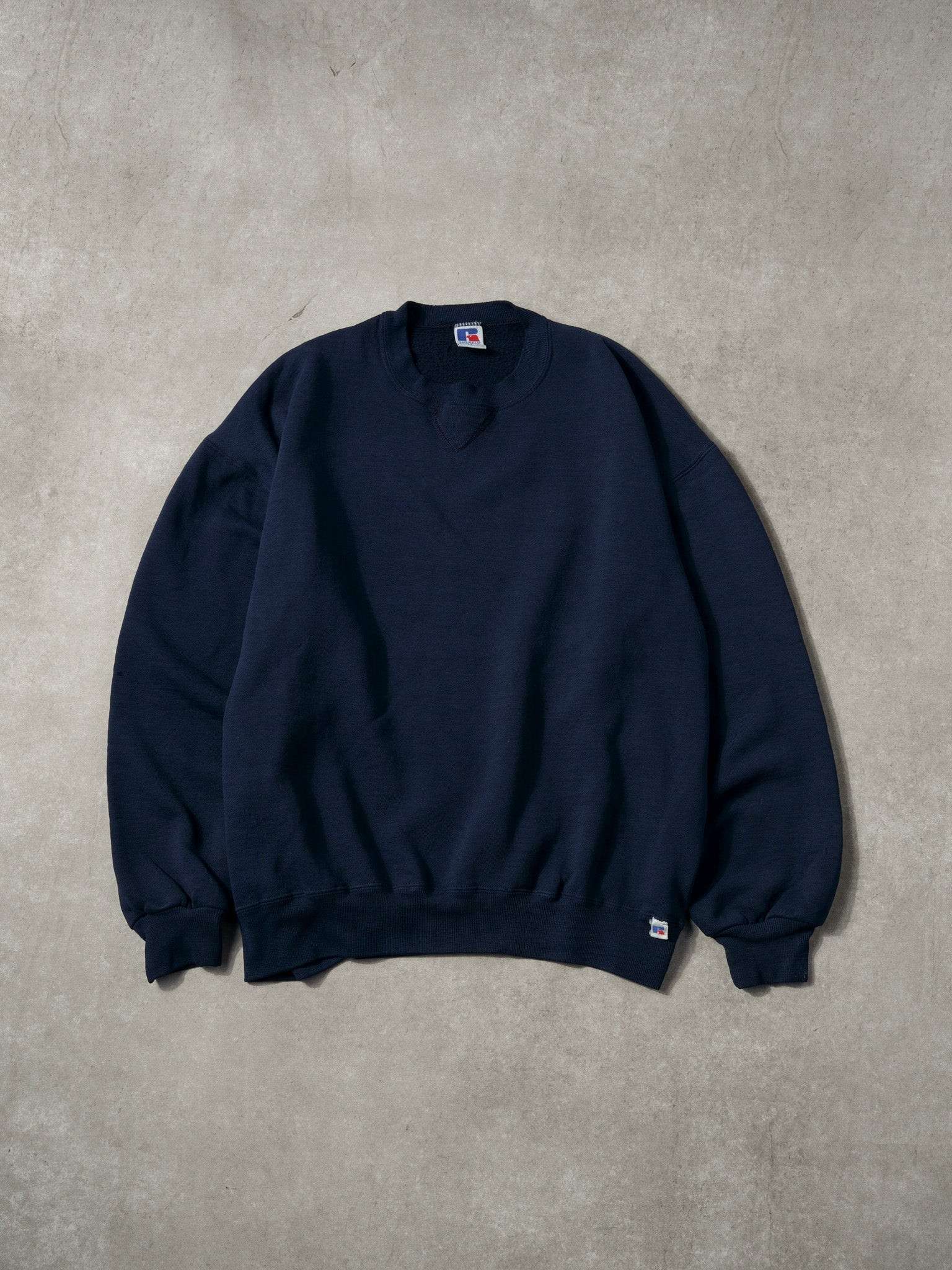 Vintage 90s Navy Blue Russell Athletics Blank Crewneck (Xl)