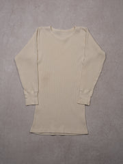 Vintage 70s Cream Waffleknit Long Sleeve (XS)