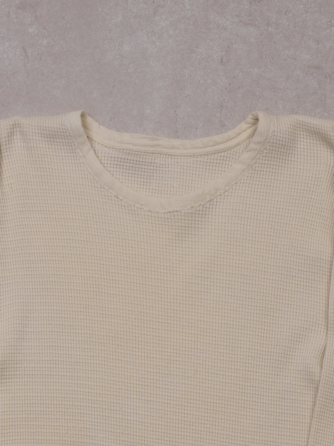 Vintage 70s Cream Waffleknit Long Sleeve (XS)