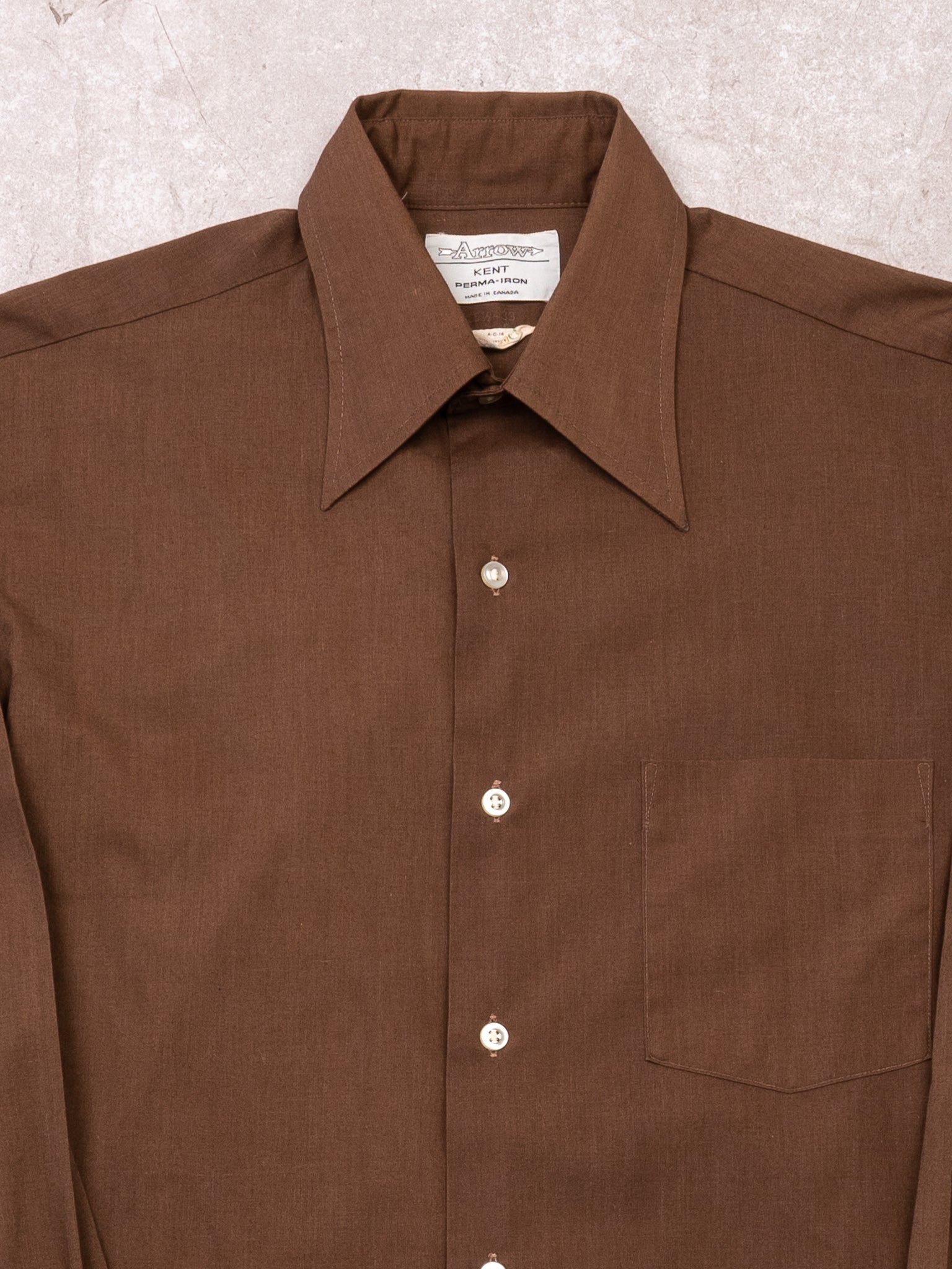 Vintage 70s Brown Arrow Long Sleeve Button Up (M)