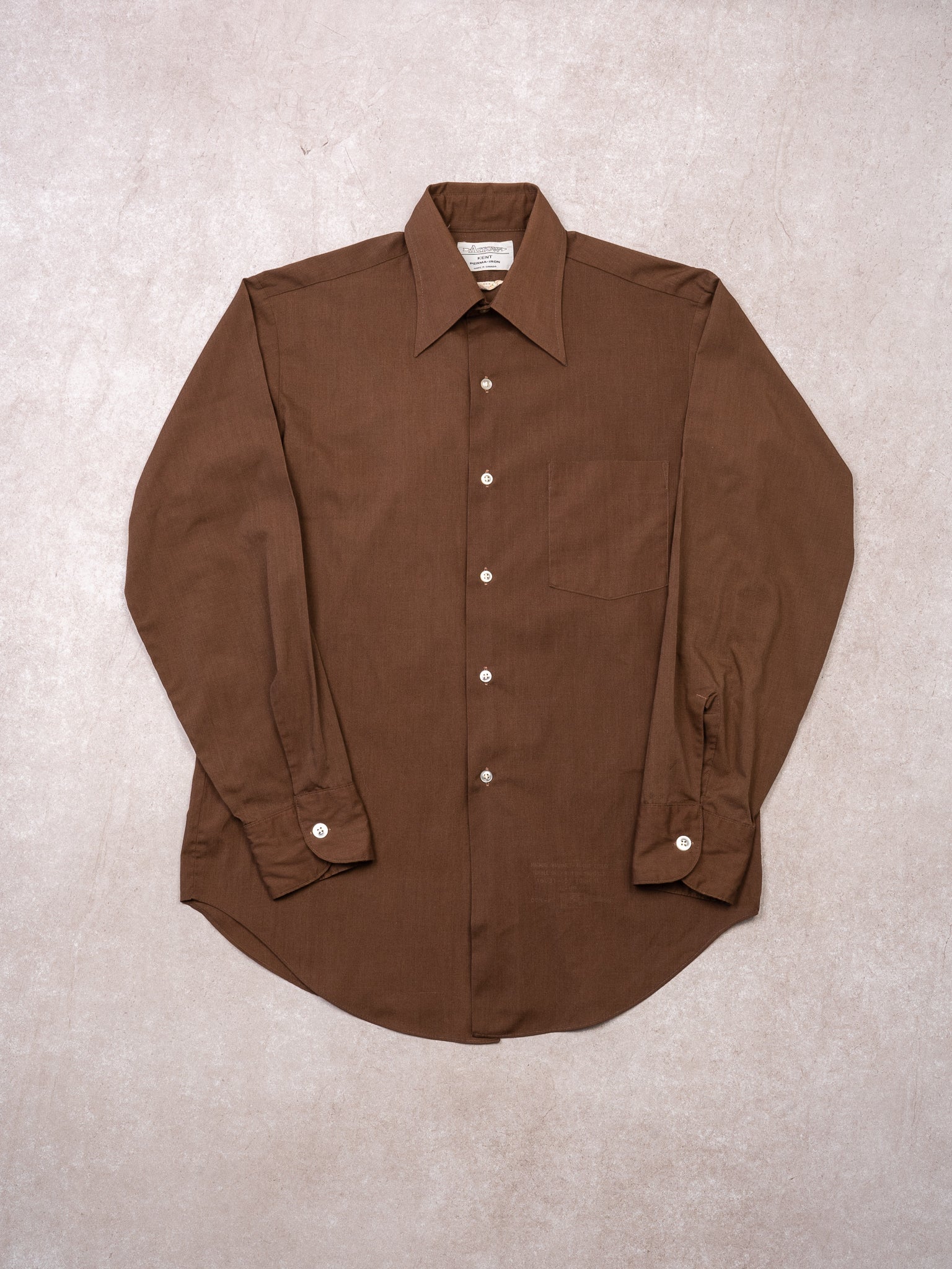 Vintage 70s Brown Arrow Long Sleeve Button Up (M)