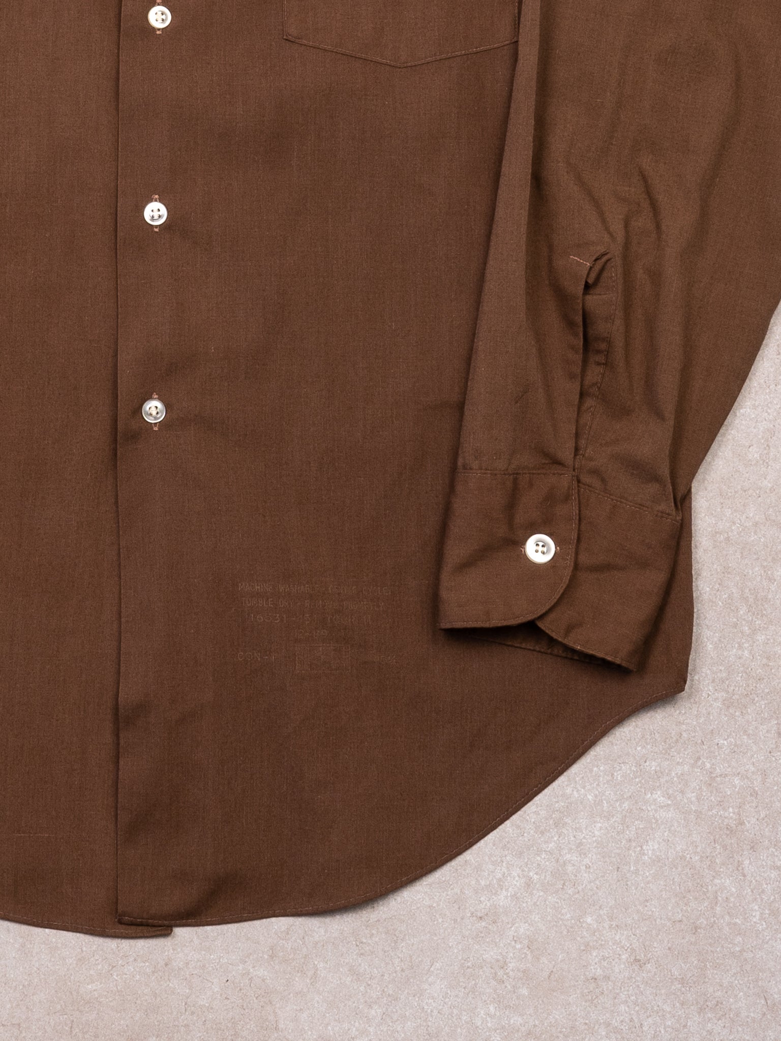 Vintage 70s Brown Arrow Long Sleeve Button Up (M)