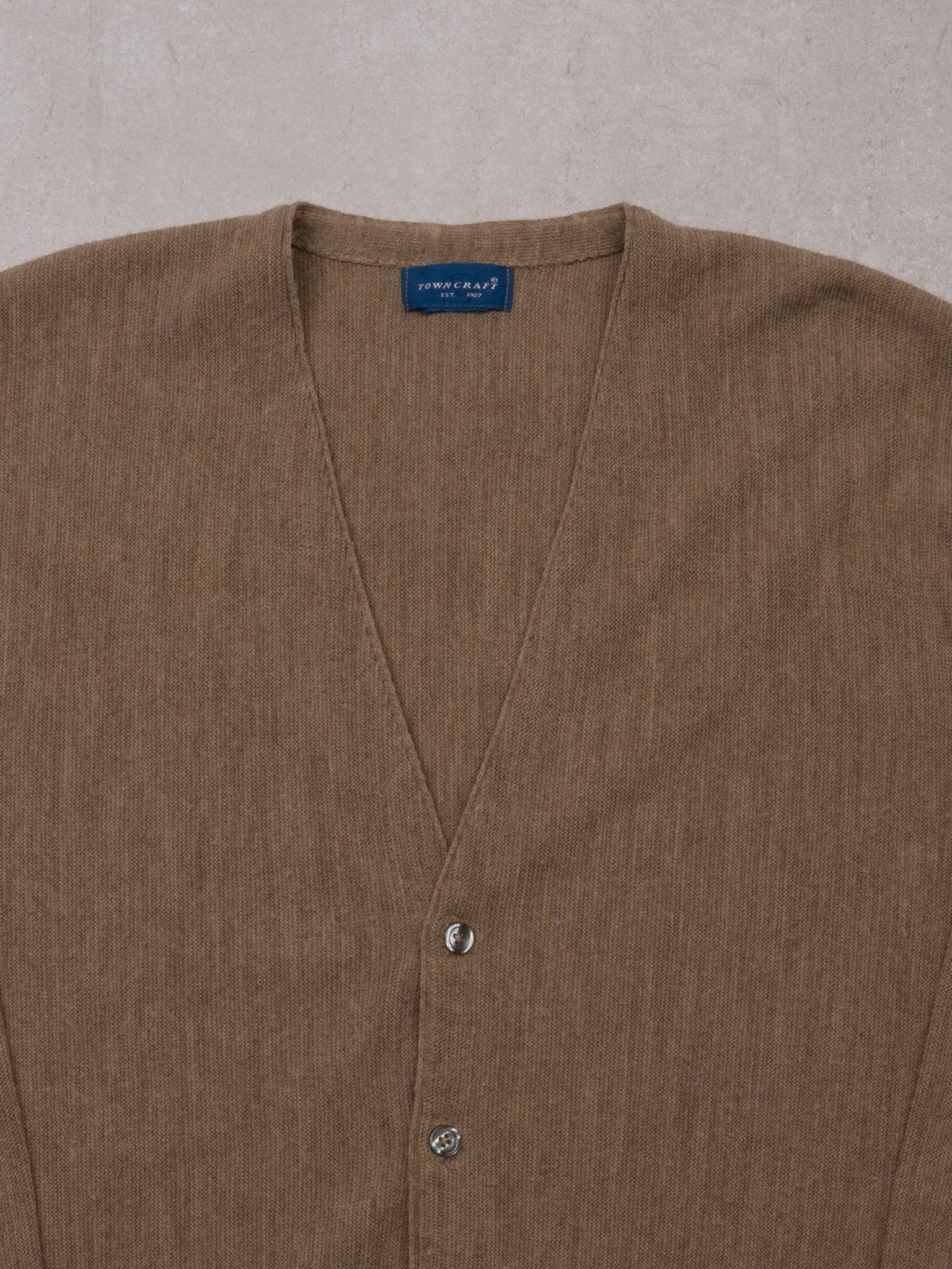 Vintage 90s Light Brown Towncraft Knit Cardigan (L)