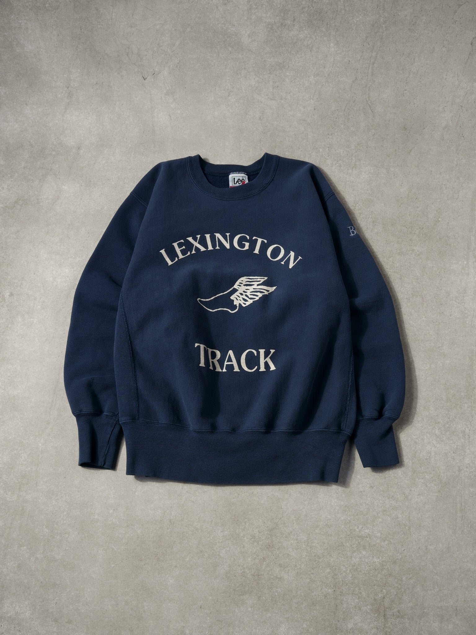 Vintage 91' Navy Blue Lexington Track and Field Reverse Weave Lee Crewneck (L)