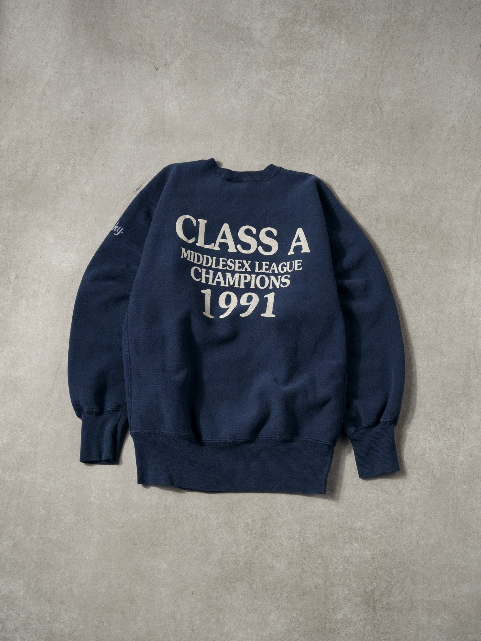 Vintage 91' Navy Blue Lexington Track and Field Reverse Weave Lee Crewneck (L)