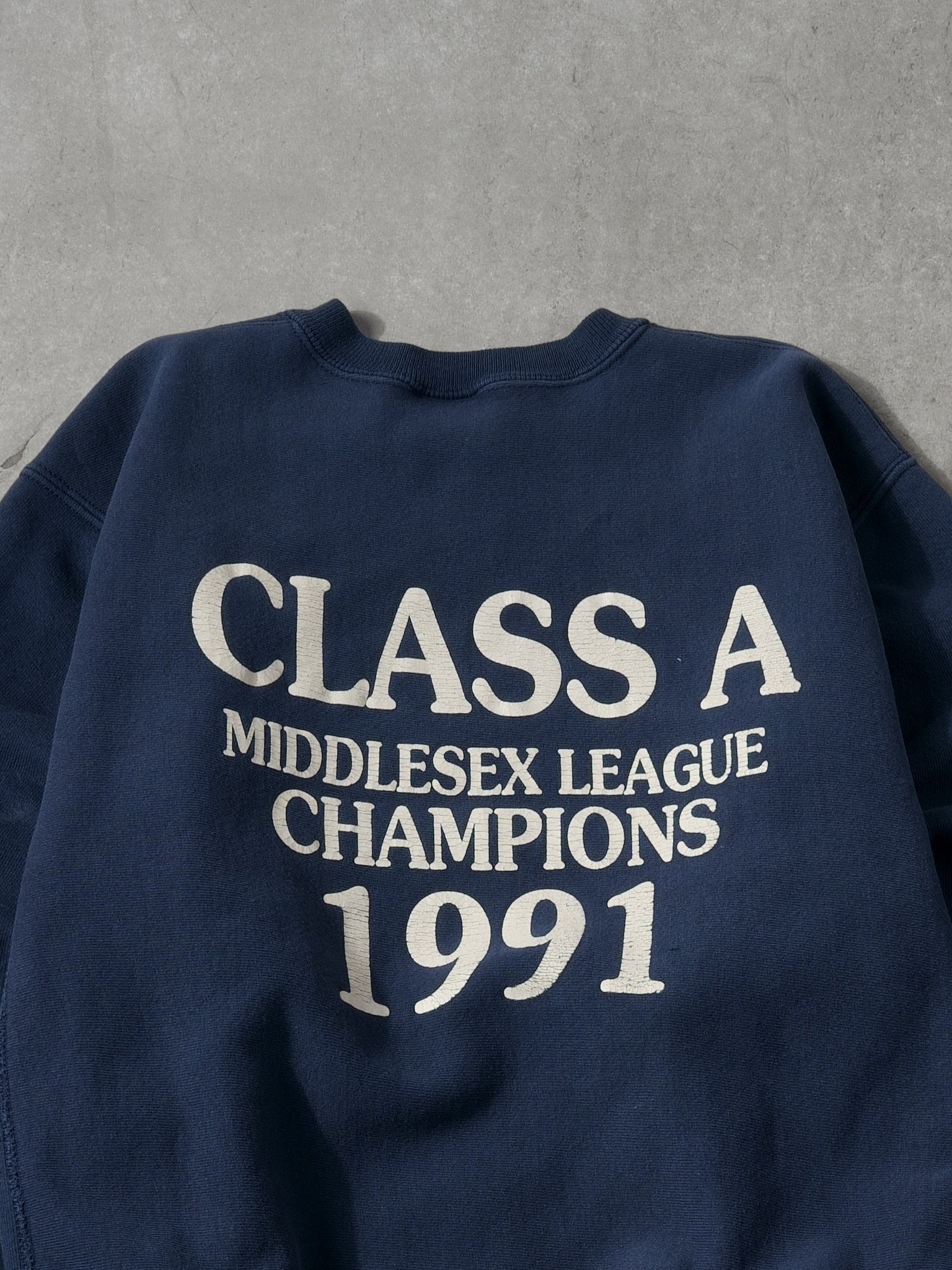 Vintage 91' Navy Blue Lexington Track and Field Reverse Weave Lee Crewneck (L)