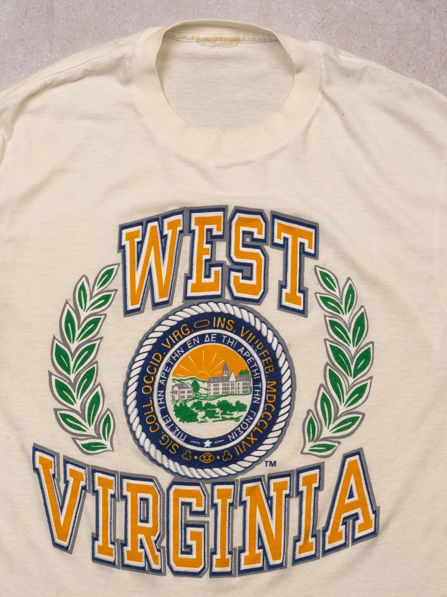 VIntage White West Virginia SIngle Stitch Tee (S)