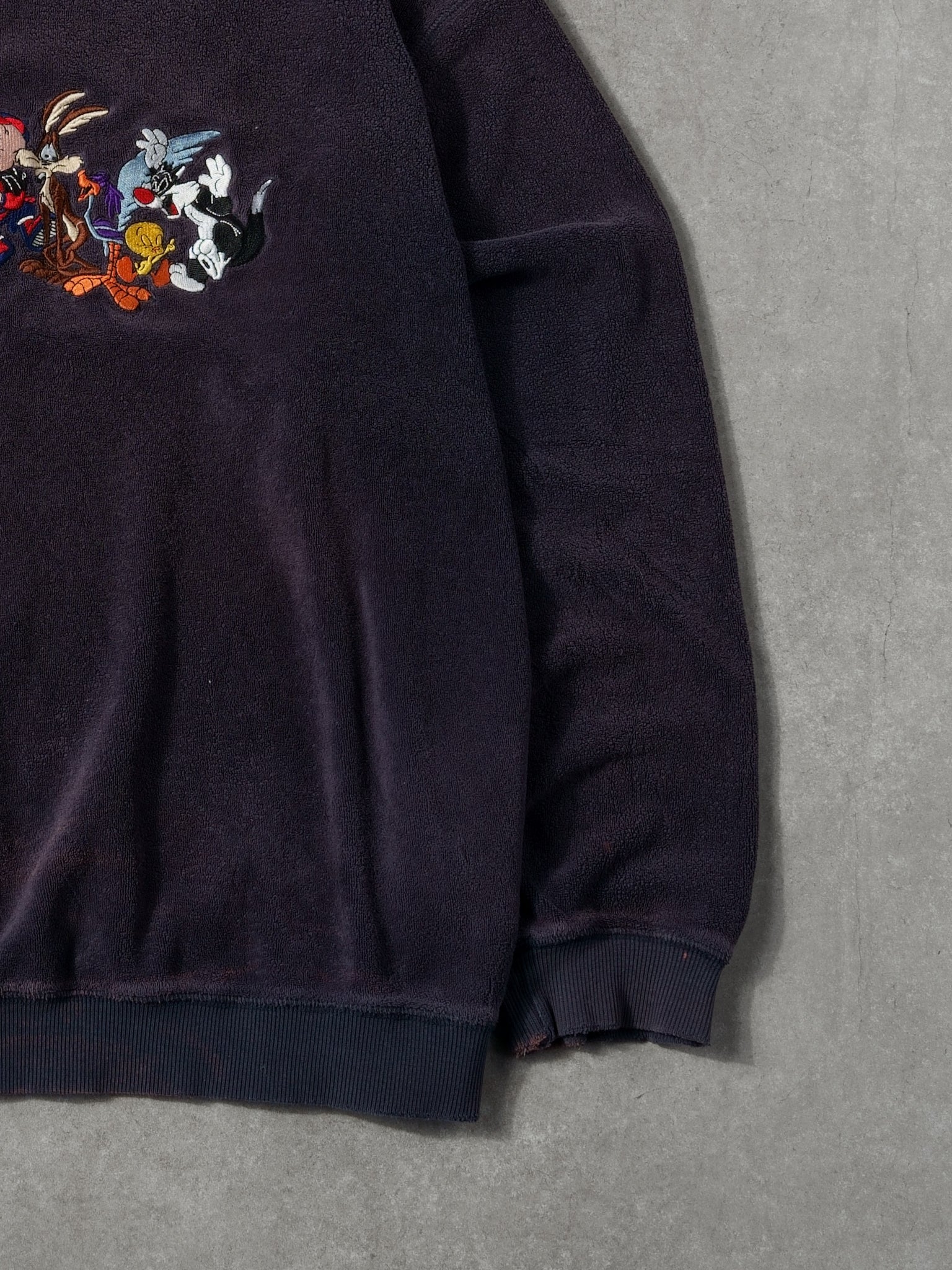Vintage 90s Washed Navy Blue Looney Tunes Warner Bros Crewneck (XXL)