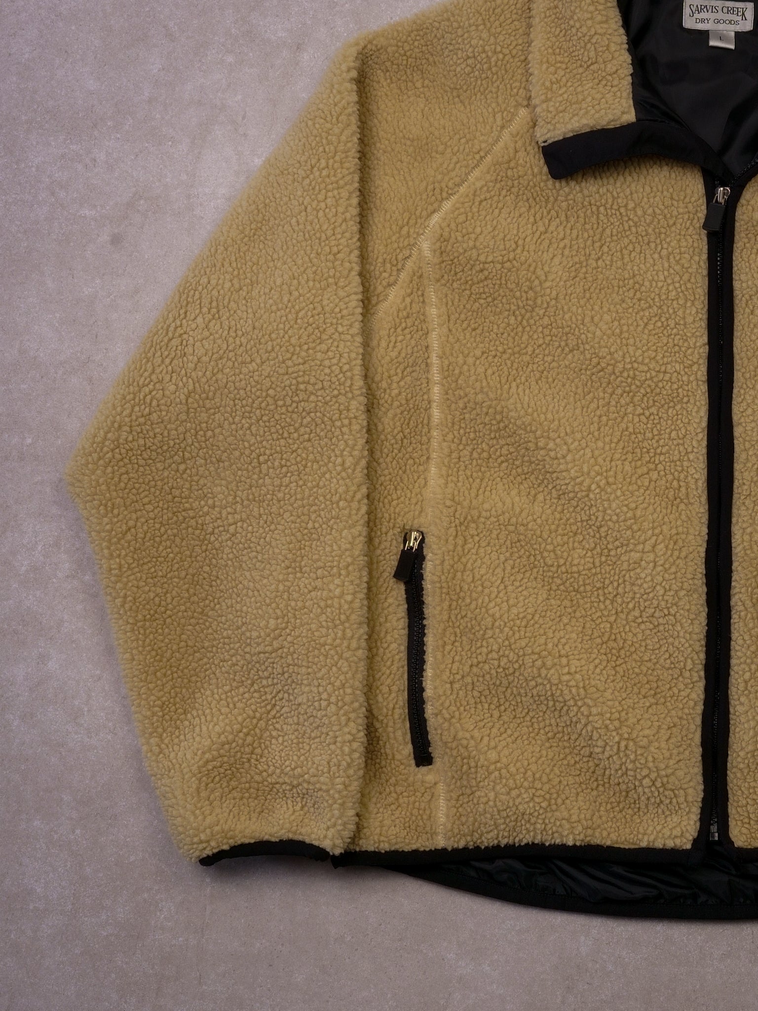 Vintage Beige Shanty Creek Sherpa Zip Up Jacket (L)