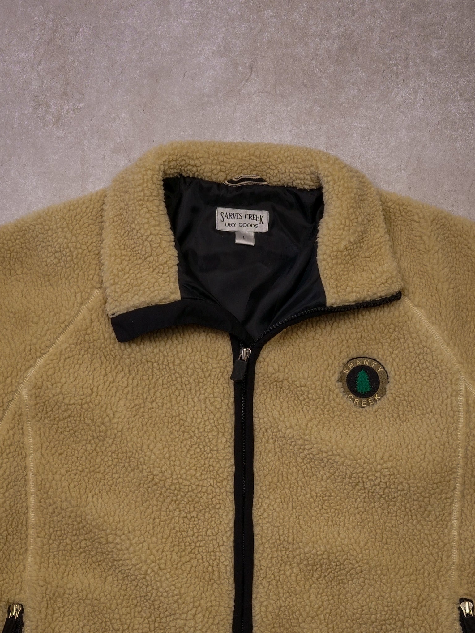 Vintage Beige Shanty Creek Sherpa Zip Up Jacket (L)