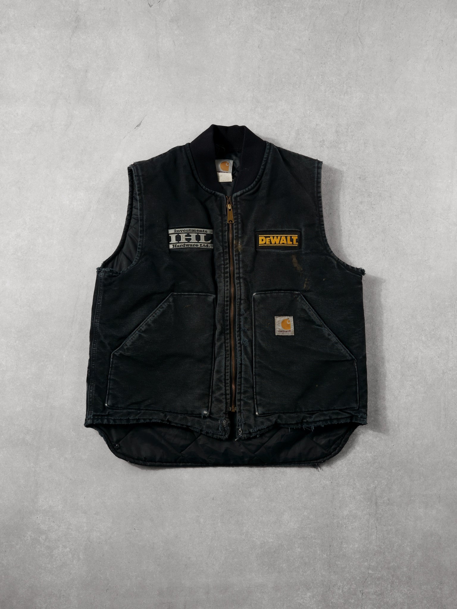 Vintage 90s Faded Black Carhartt Dewalt x IHL Workwear Vest (M)