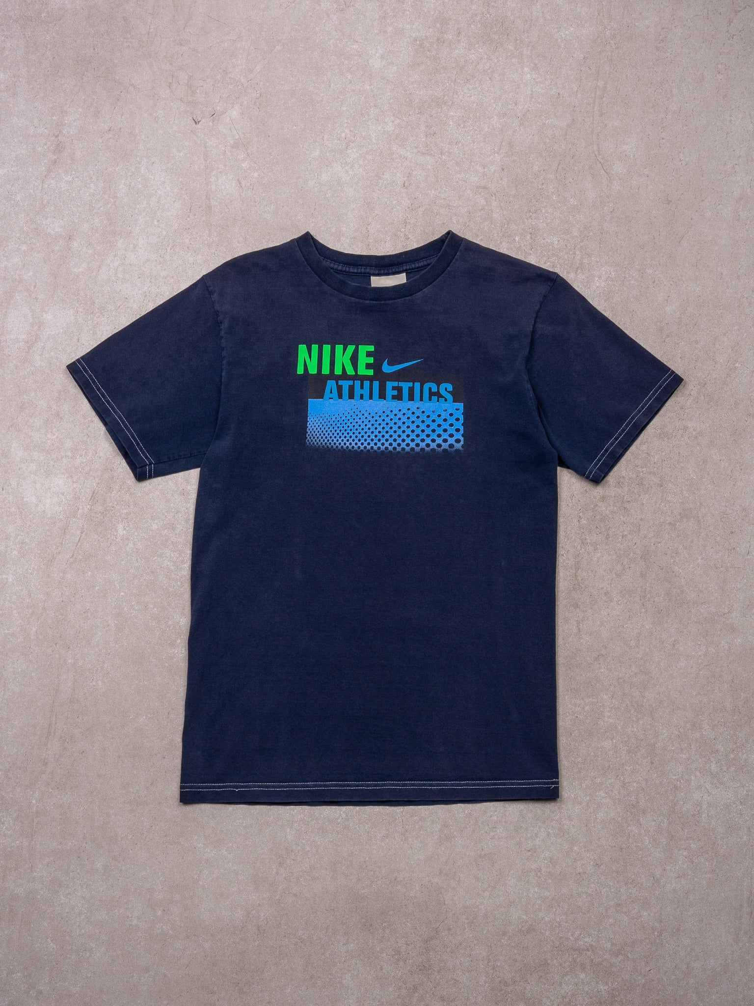 Vintage Y2K Washed Navy Nike Atheltics 72 Baby Tee (S)