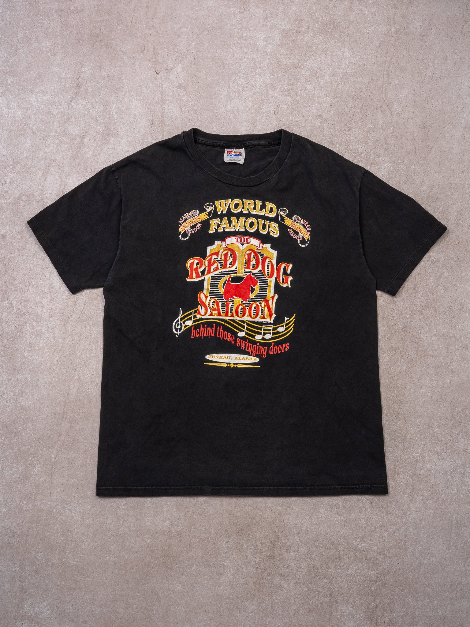 Vintage 90s Black Red Dog Saloon Alaska Tee (M)