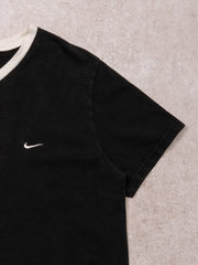 Vintage 90s Washed Black + White Nike V Neck Tee (S)