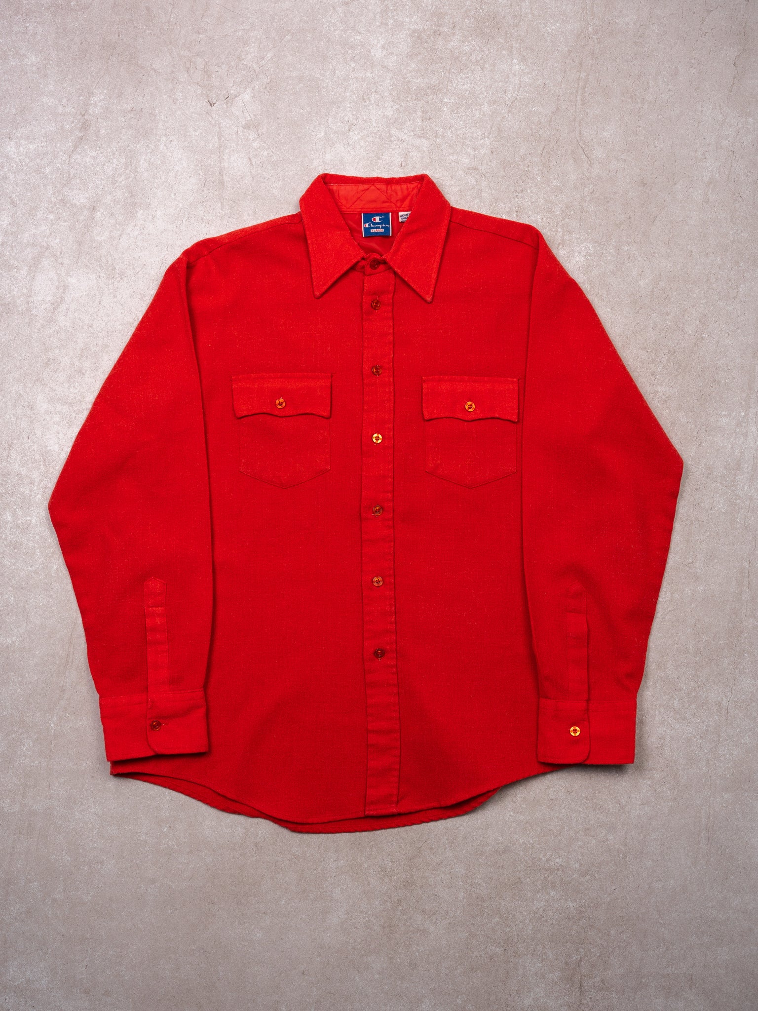 Vintage 70s Red Champion Acrylic Button Up (XL)