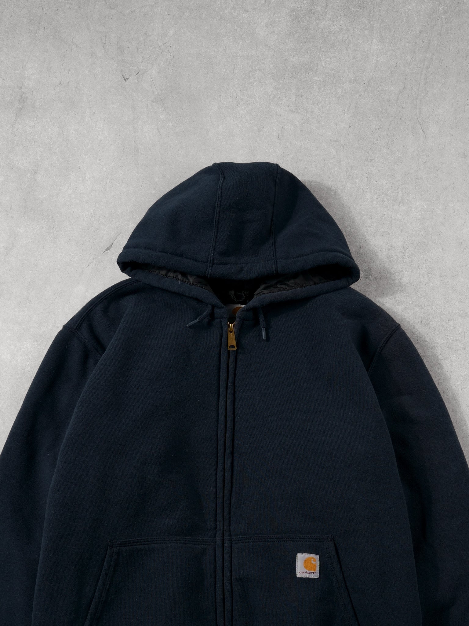 Vintage 90s Navy Blue Carhartt Rain Defender Hooded Jacket (XL)