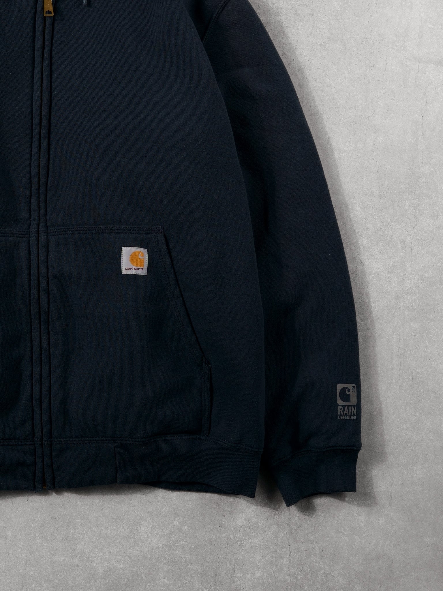 Vintage 90s Navy Blue Carhartt Rain Defender Hooded Jacket (XL)