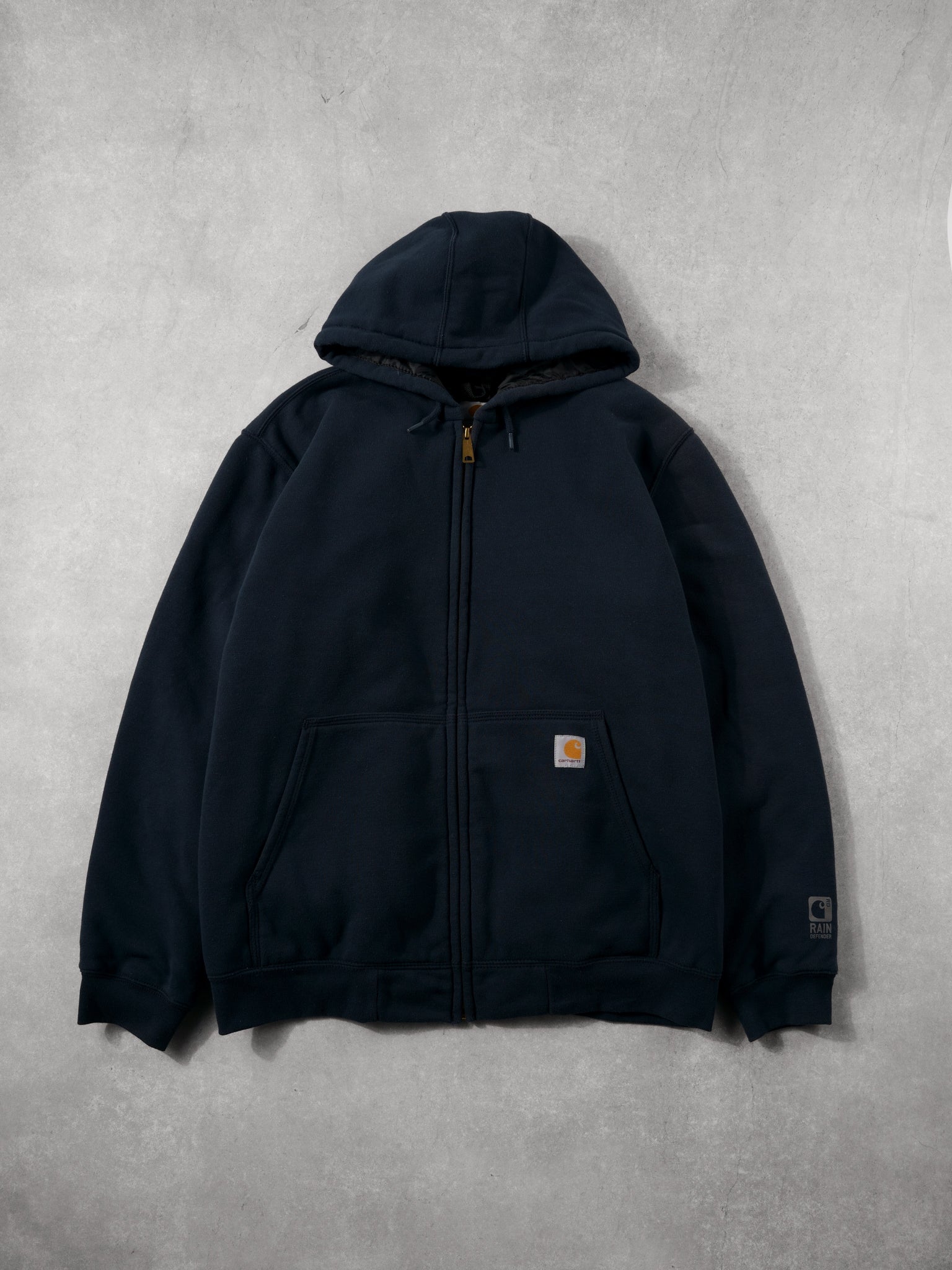 Vintage 90s Navy Blue Carhartt Rain Defender Hooded Jacket (XL)