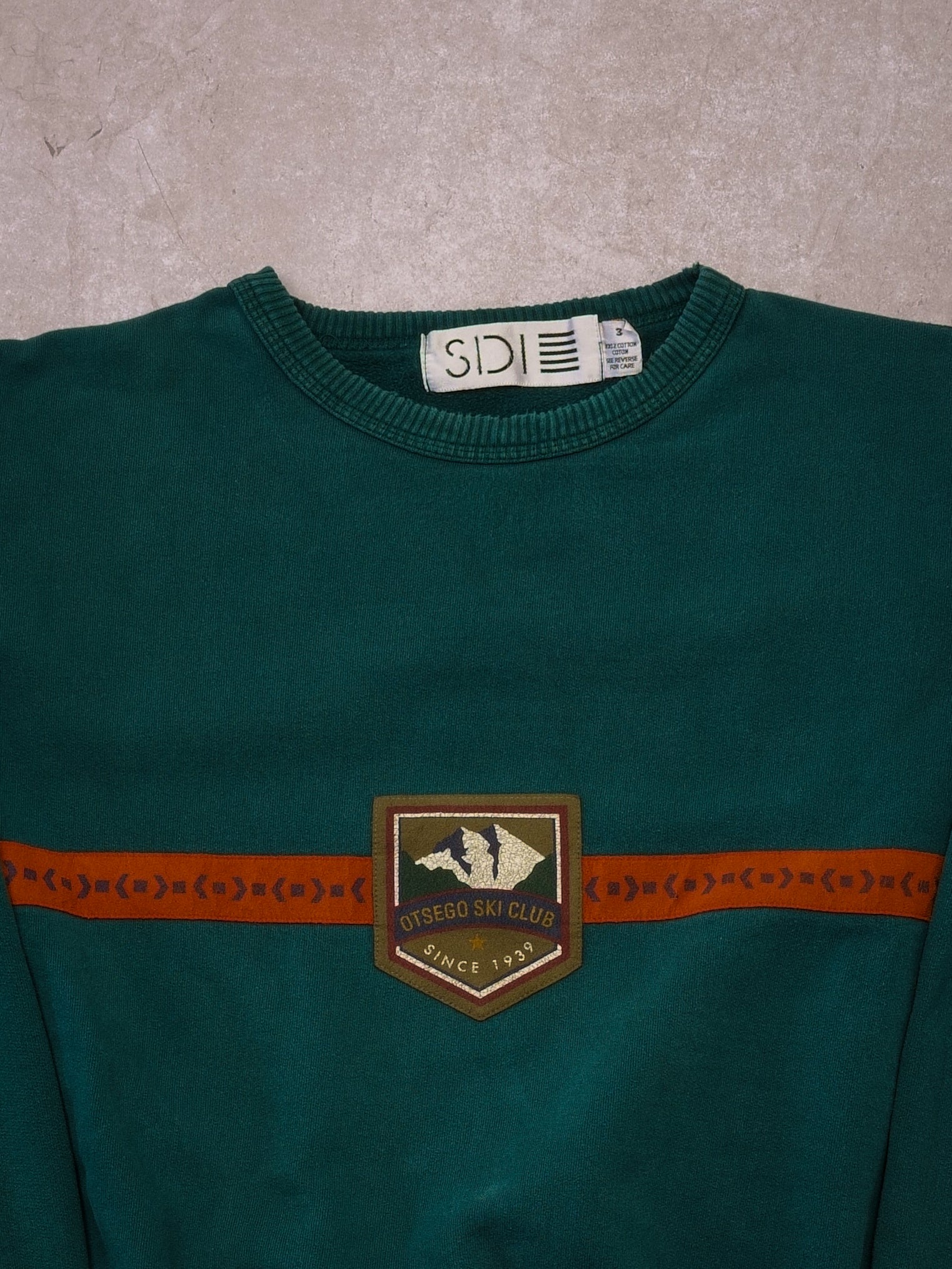 Vintage 90s Green Otsego Ski Club Stripped Crewneck (L/XL)