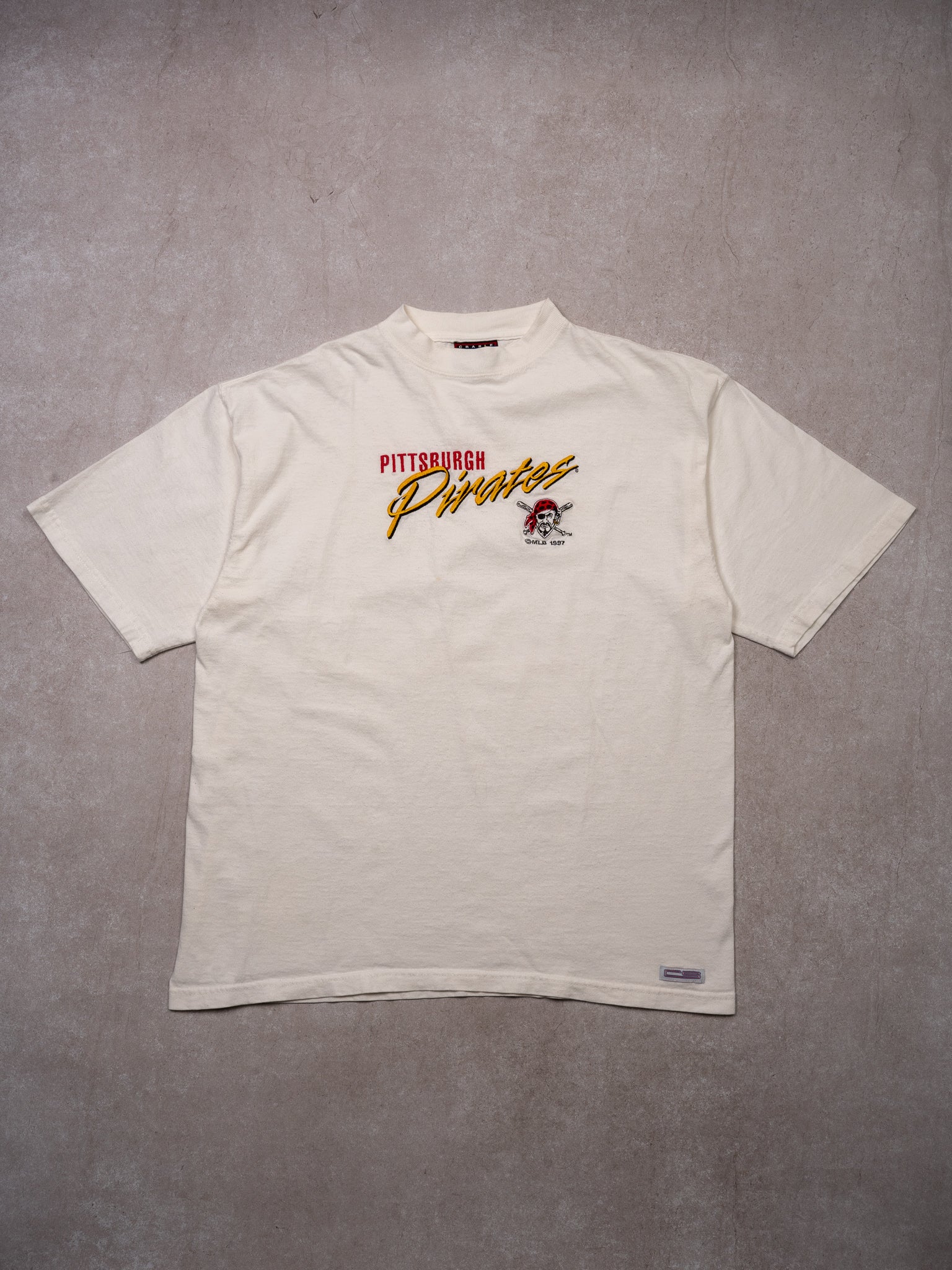 Vintage '97 White Pittsburgh Pirates Embroided Tee (L)