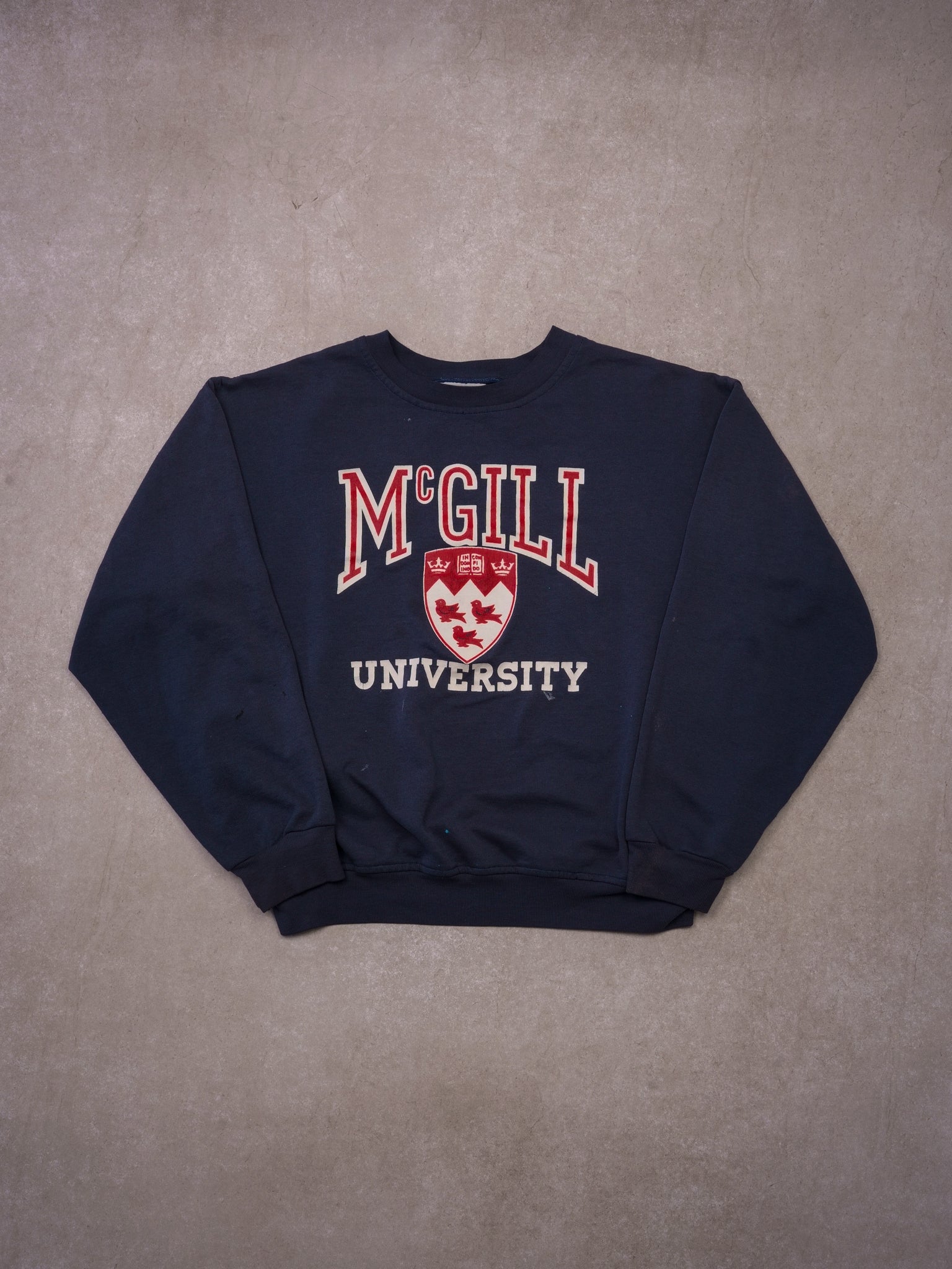 Vintage 90s Navy Blue McGill University Emblem Crewneck (M/L)