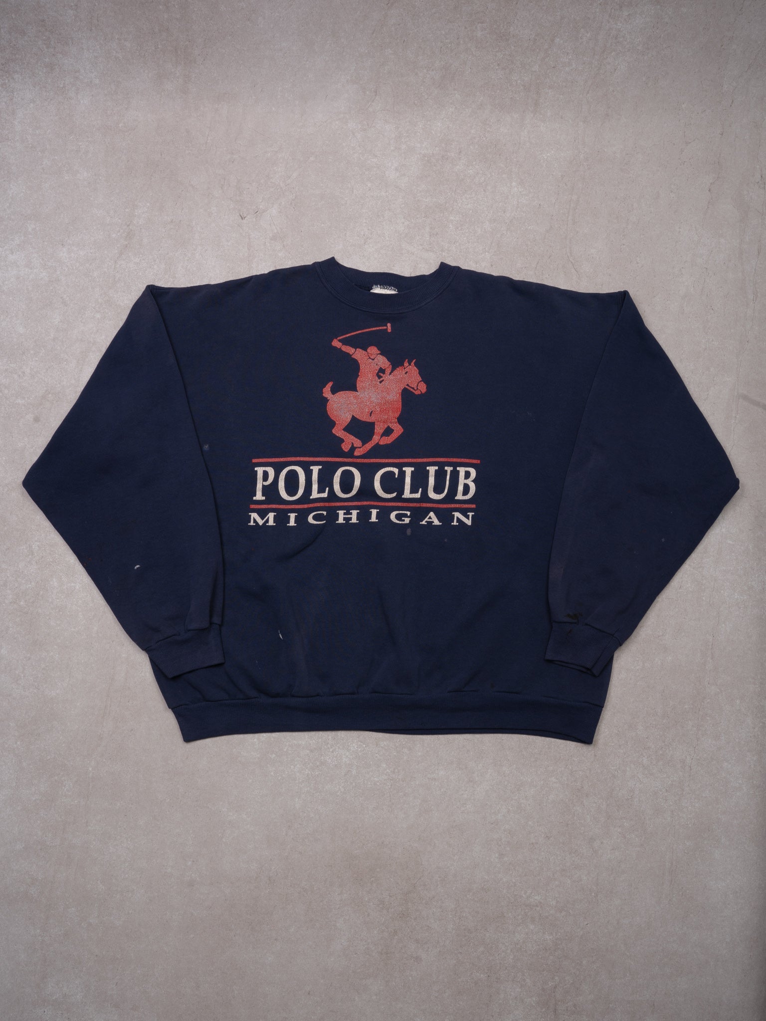 Vintage 90s Navy Blue Polo Club Michagan Crewneck (L/XL)