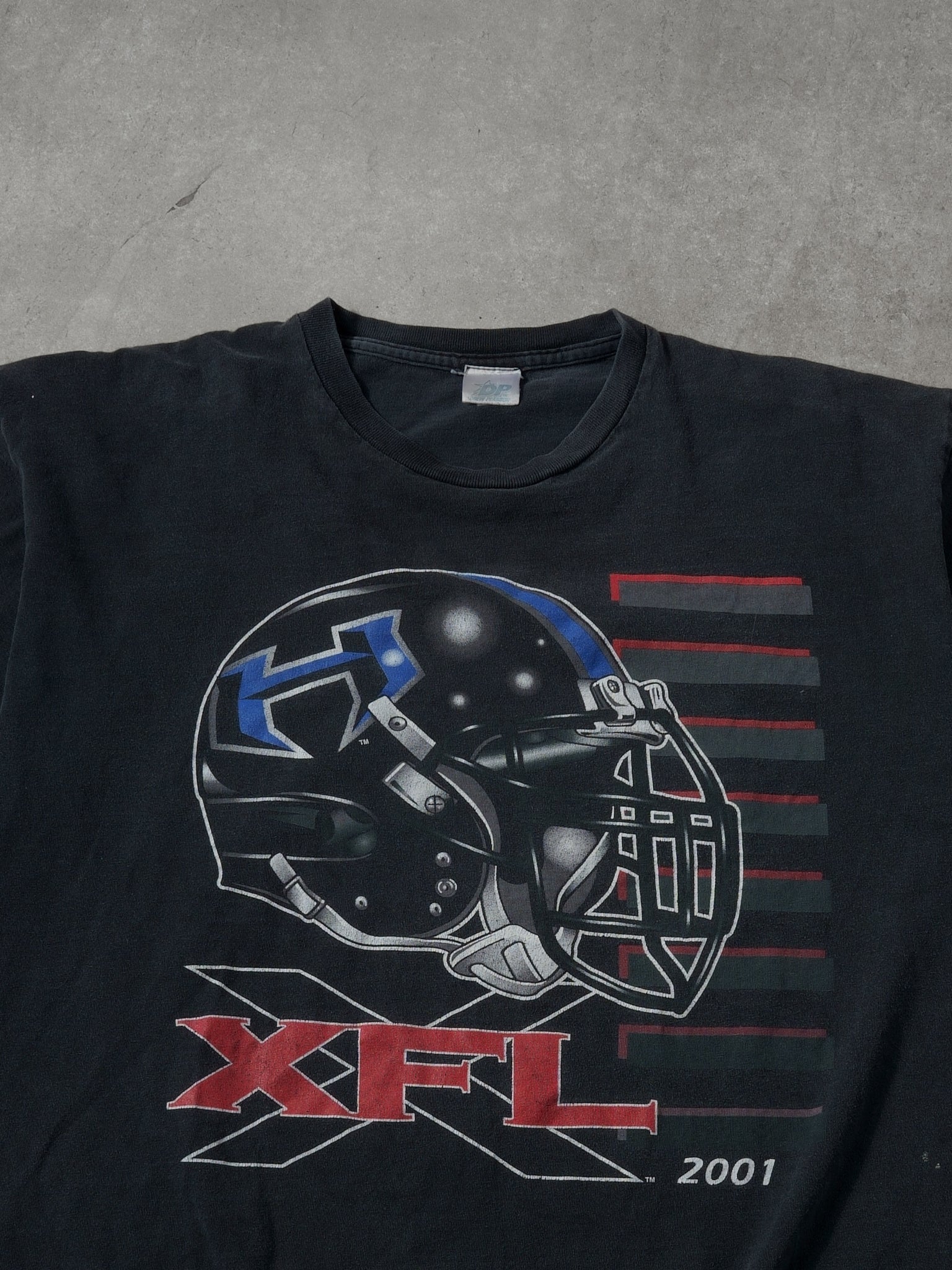 Vintage 01' Washed Black XFL Football Graphic Tee (L)