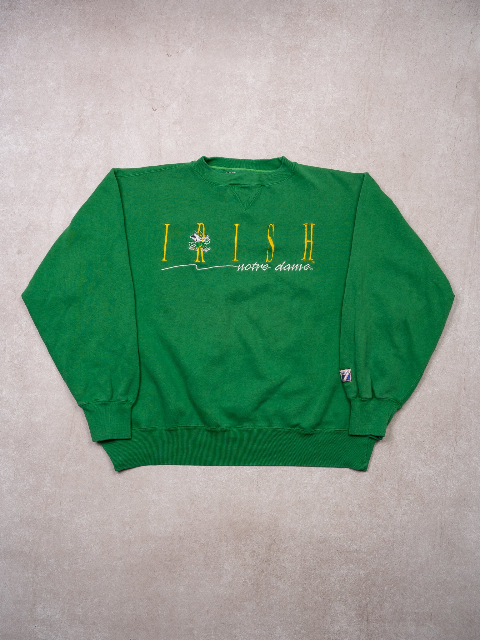 Vintage 90s Green Irish Notre Dame 7 Logos Boxy Crewneck