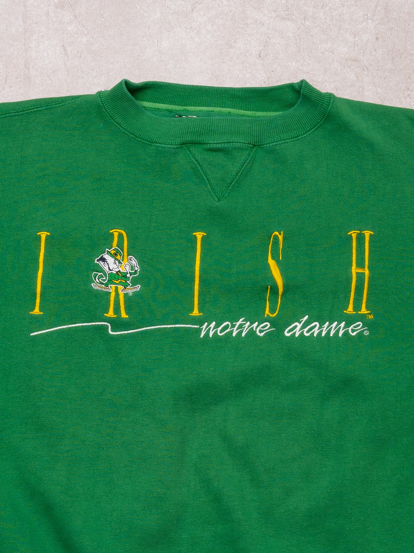 Vintage 90s Green Irish Notre Dame 7 Logos Boxy Crewneck