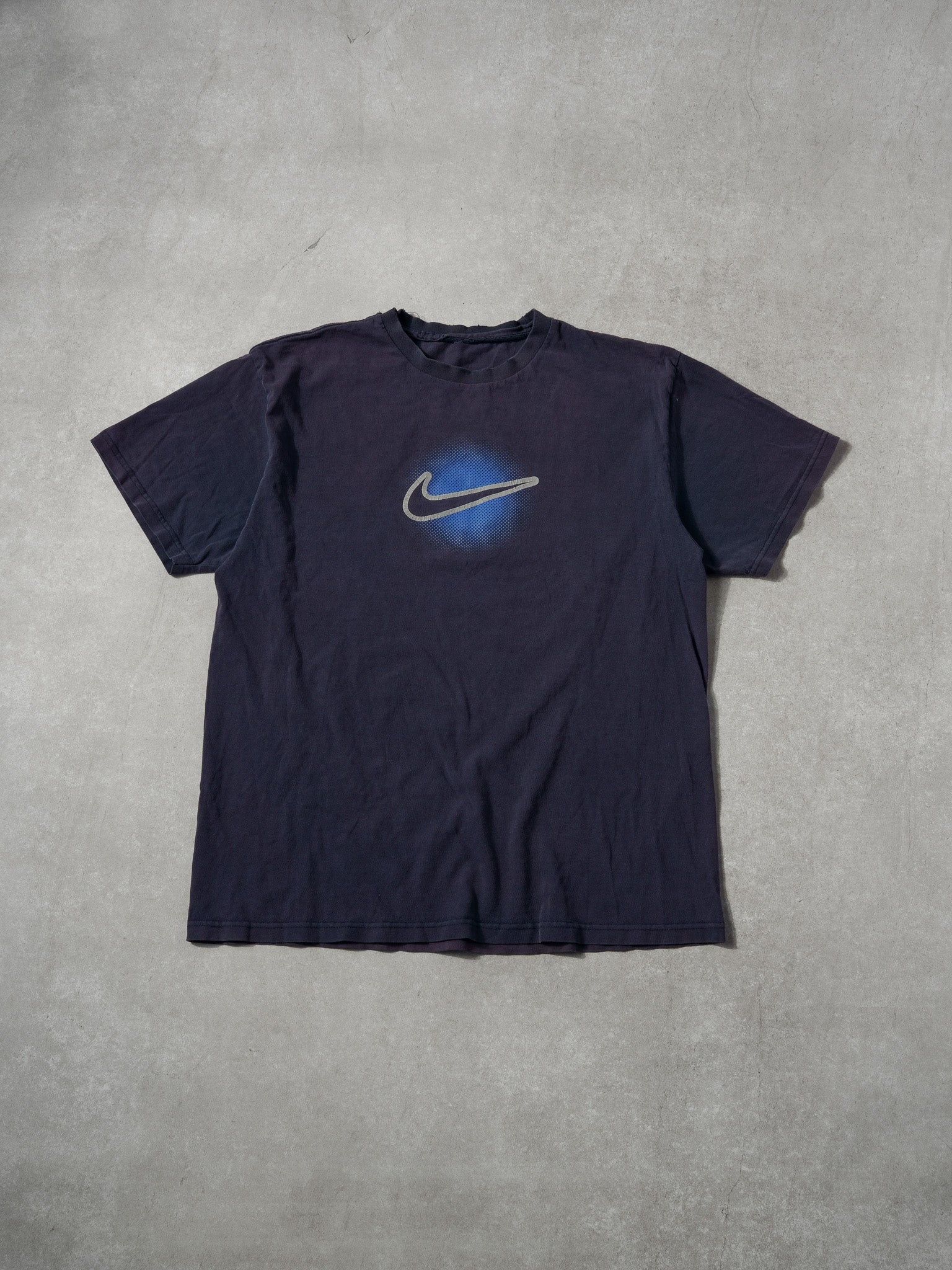 Vintage 90s Washed Navy Blue Nike Graphic Tee (M)