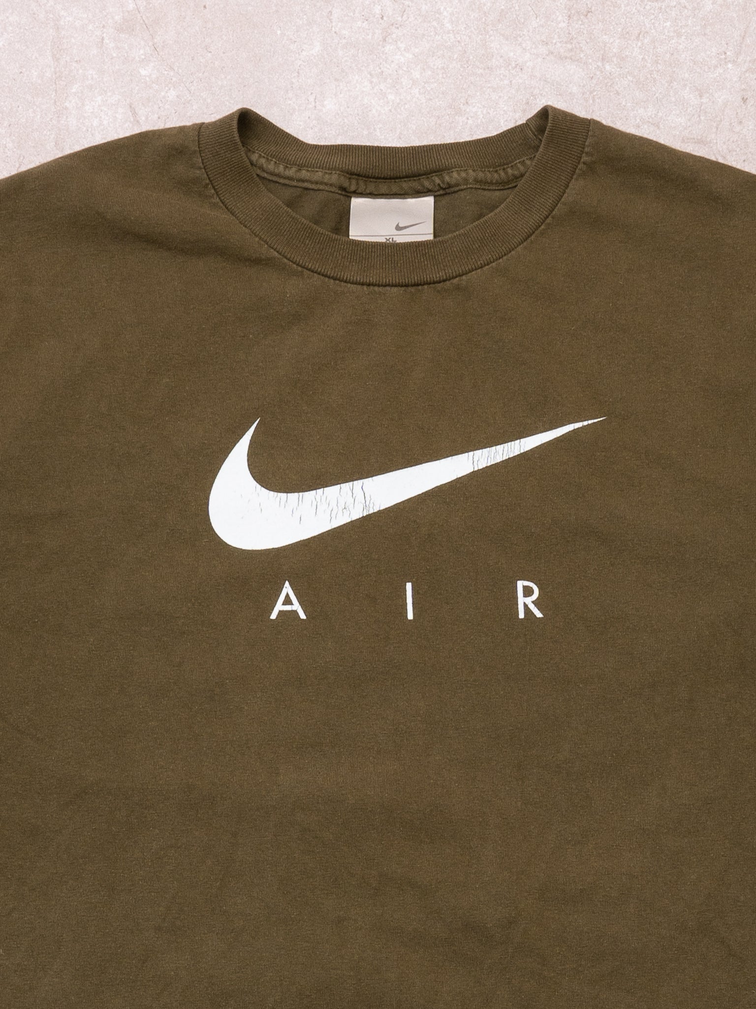Vintage Y2K Moss Green Nike Air Logo Tee (L)