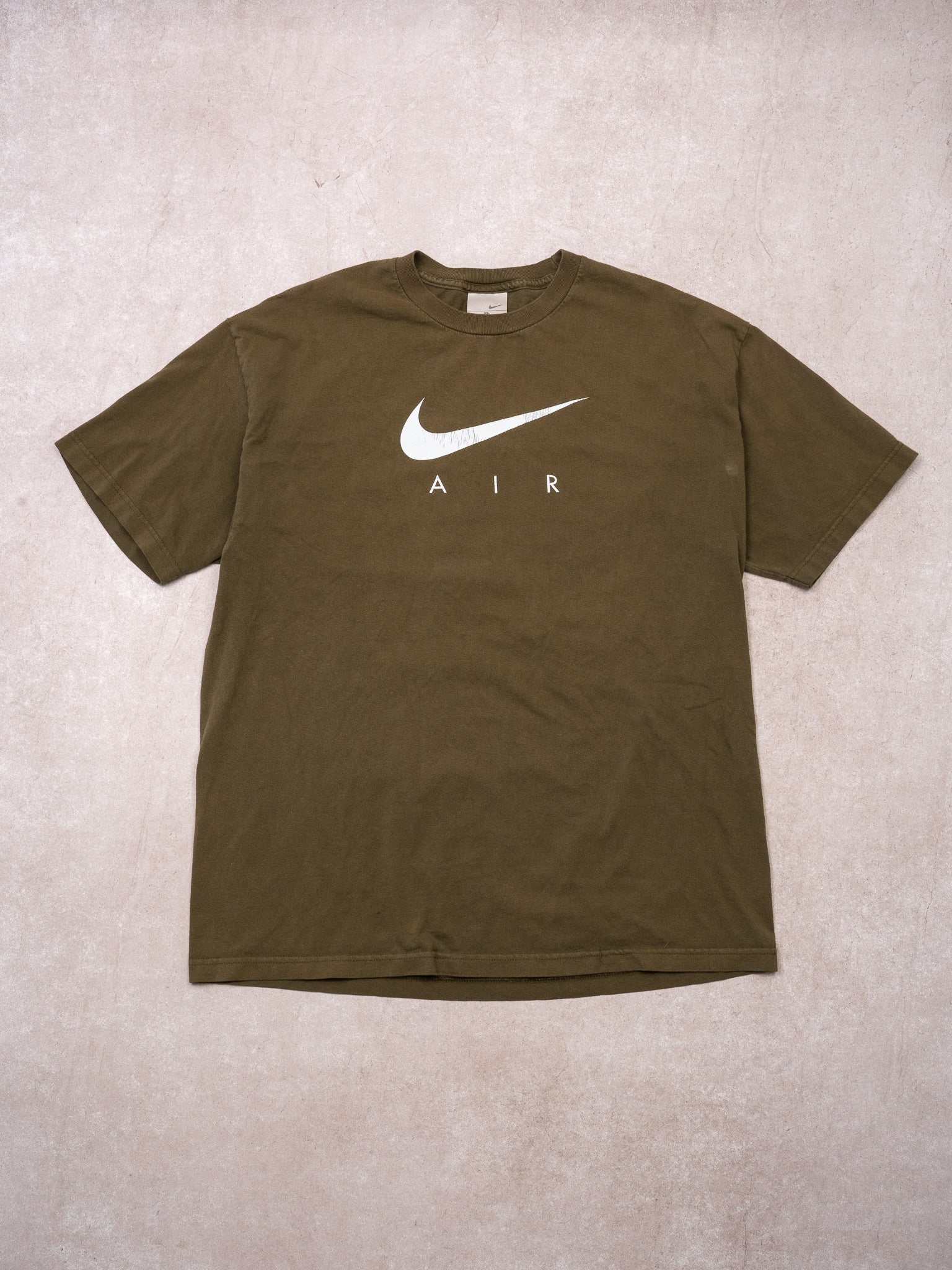 Vintage Y2K Moss Green Nike Air Logo Tee (L)