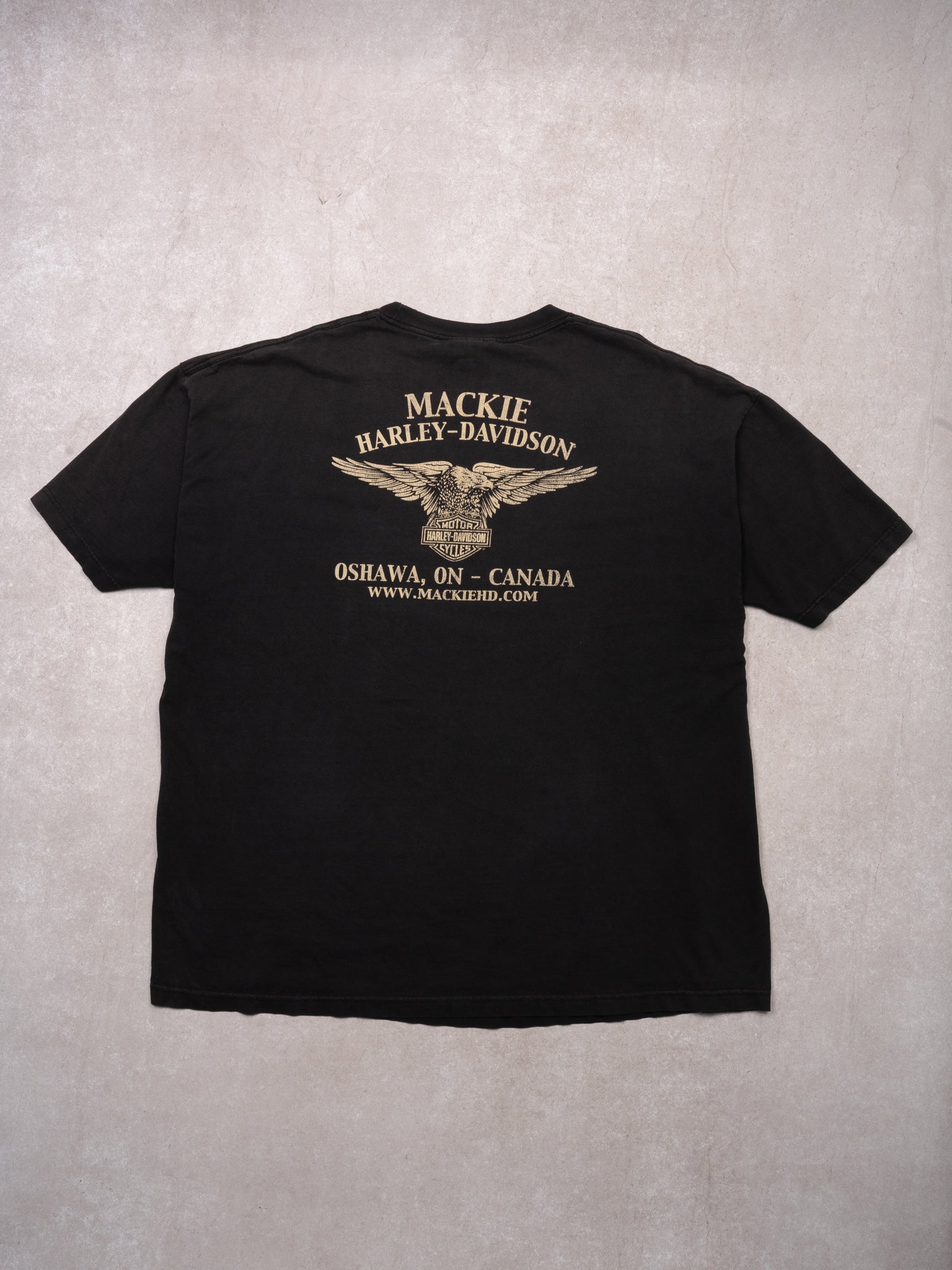 Vintage Black Harley Davidson Skull Oshawa ON Tee (XL/XXL)