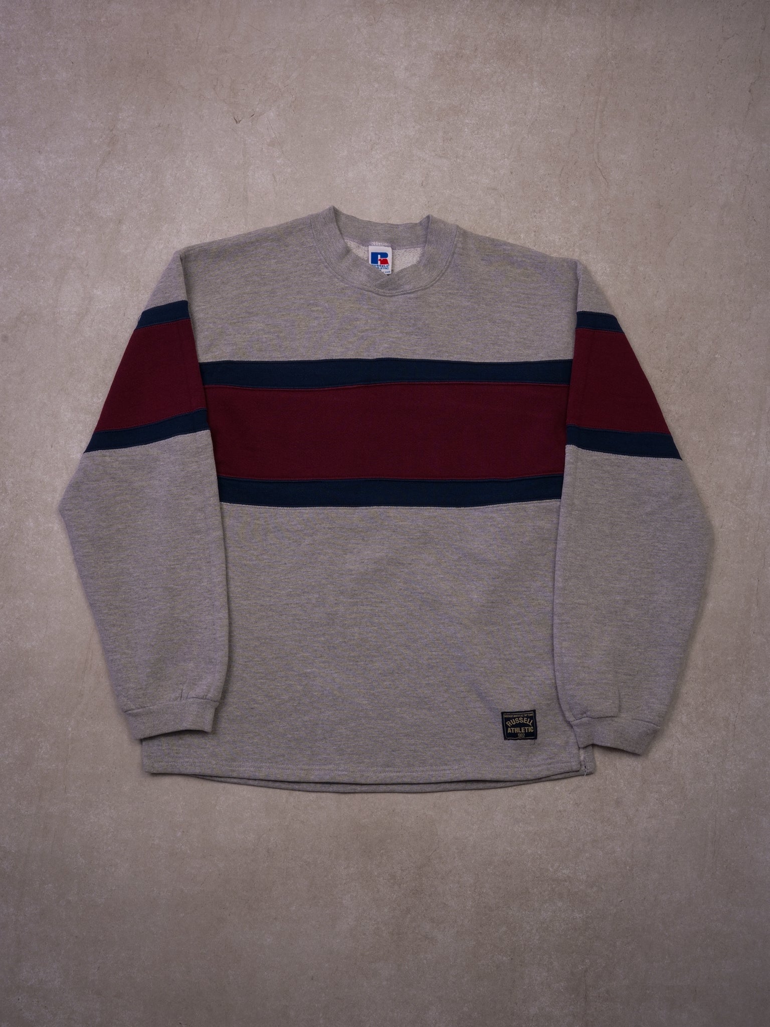 Vintage 90s Grey and Maroon Russell's Athletics Crewneck (M)