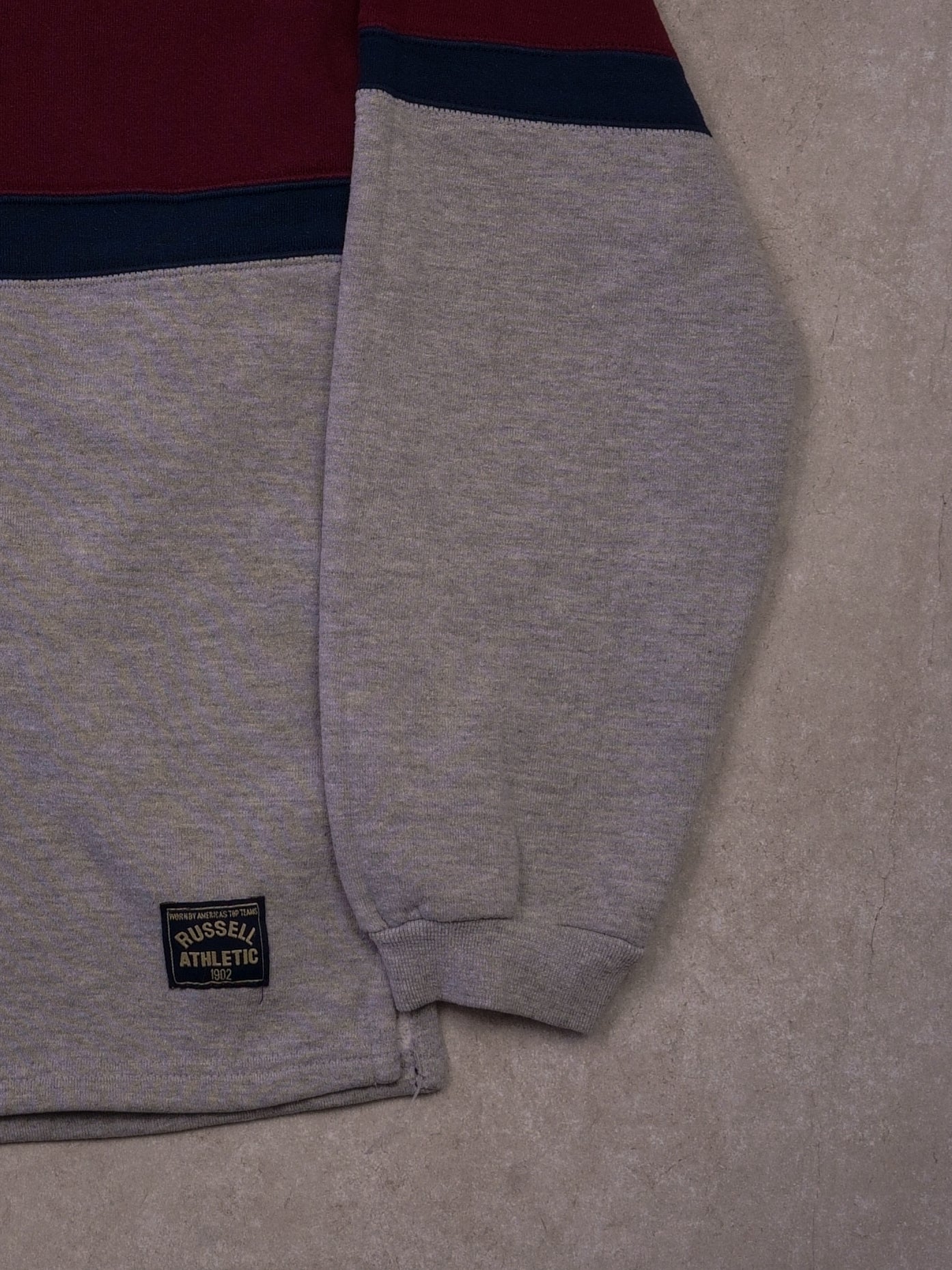 Vintage 90s Grey and Maroon Russell's Athletics Crewneck (M)