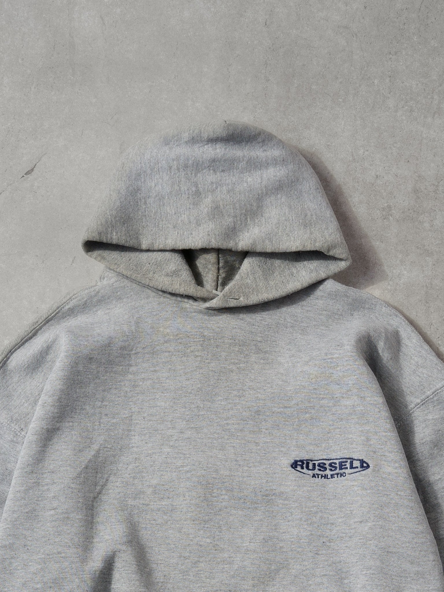 Vintage 90s Grey and Blue Russell Athletics Hoodie (L)