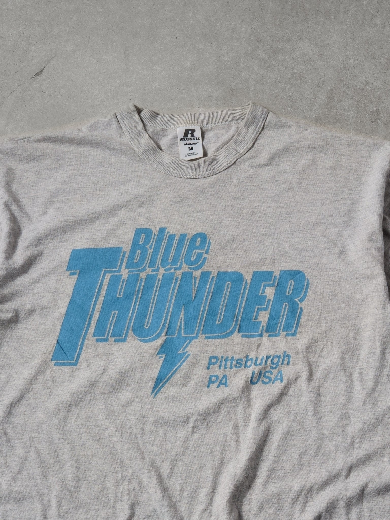 Vintage 90s Grey and Blue Pittsburgh Blue Thunder Tee (M)