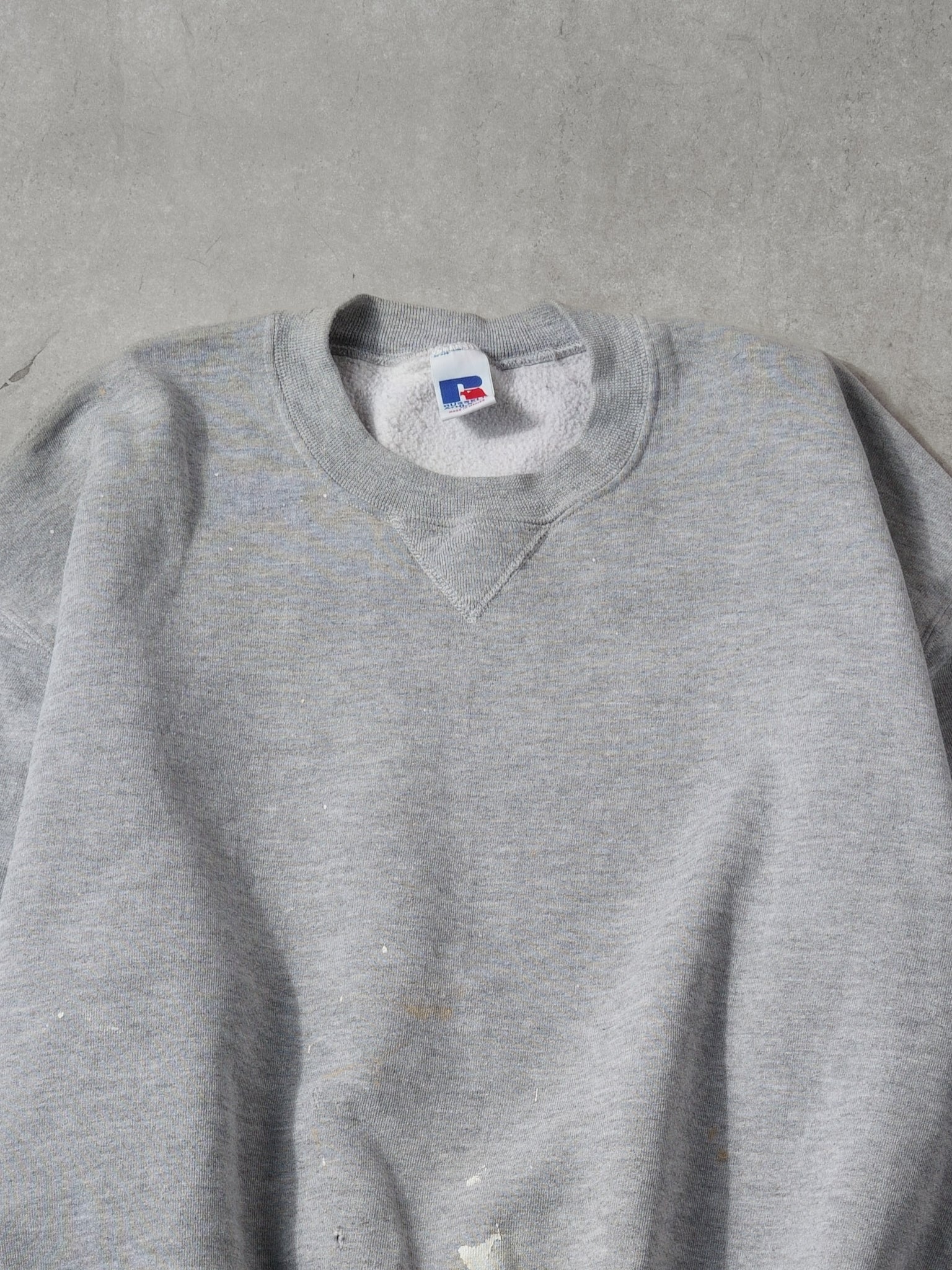 Vintage 90s Grey Paint Russell Athletics Blank Crewneck (L)