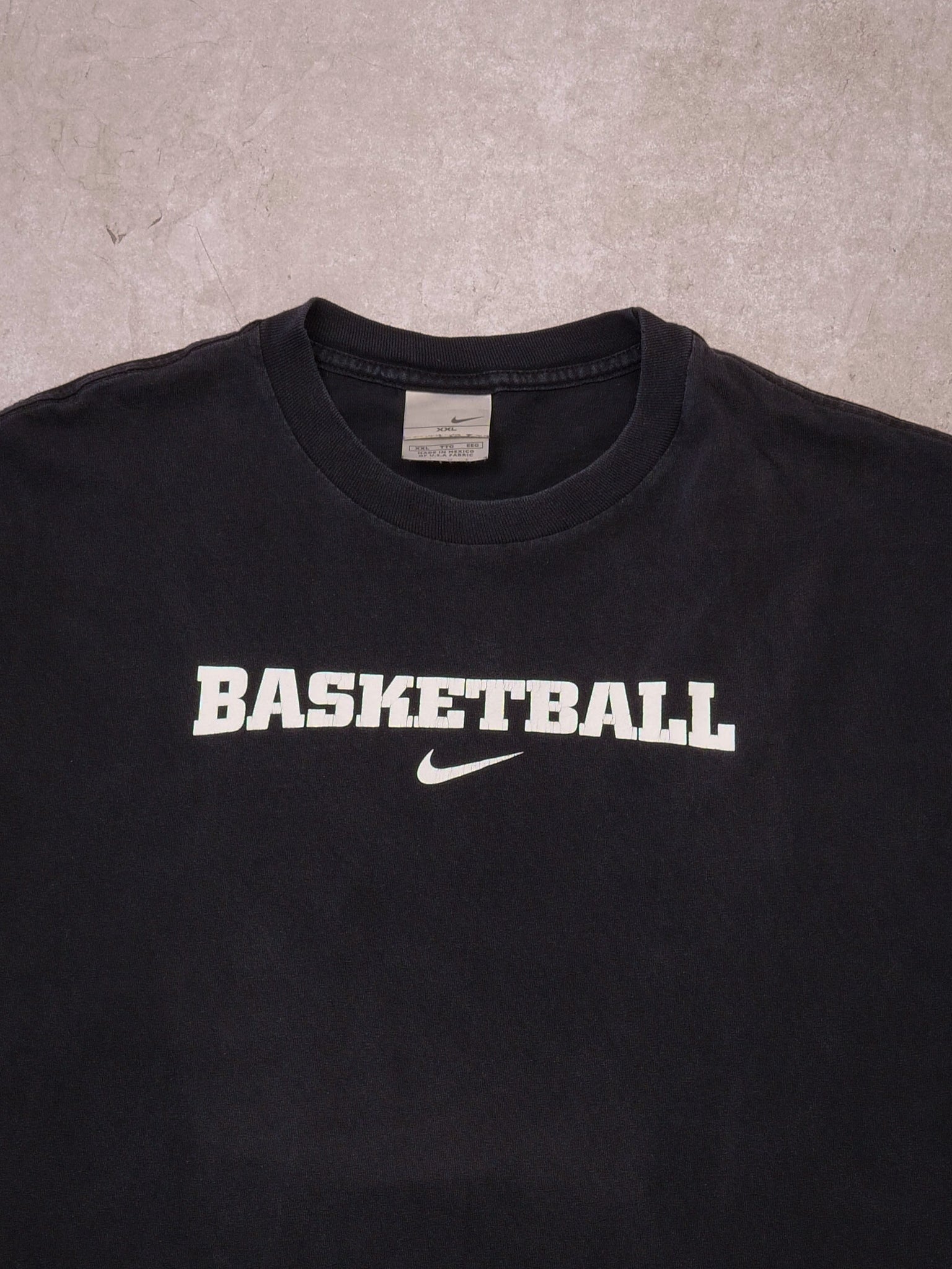 Vintage Faded Black Nike Basketball Tee (L/XL)