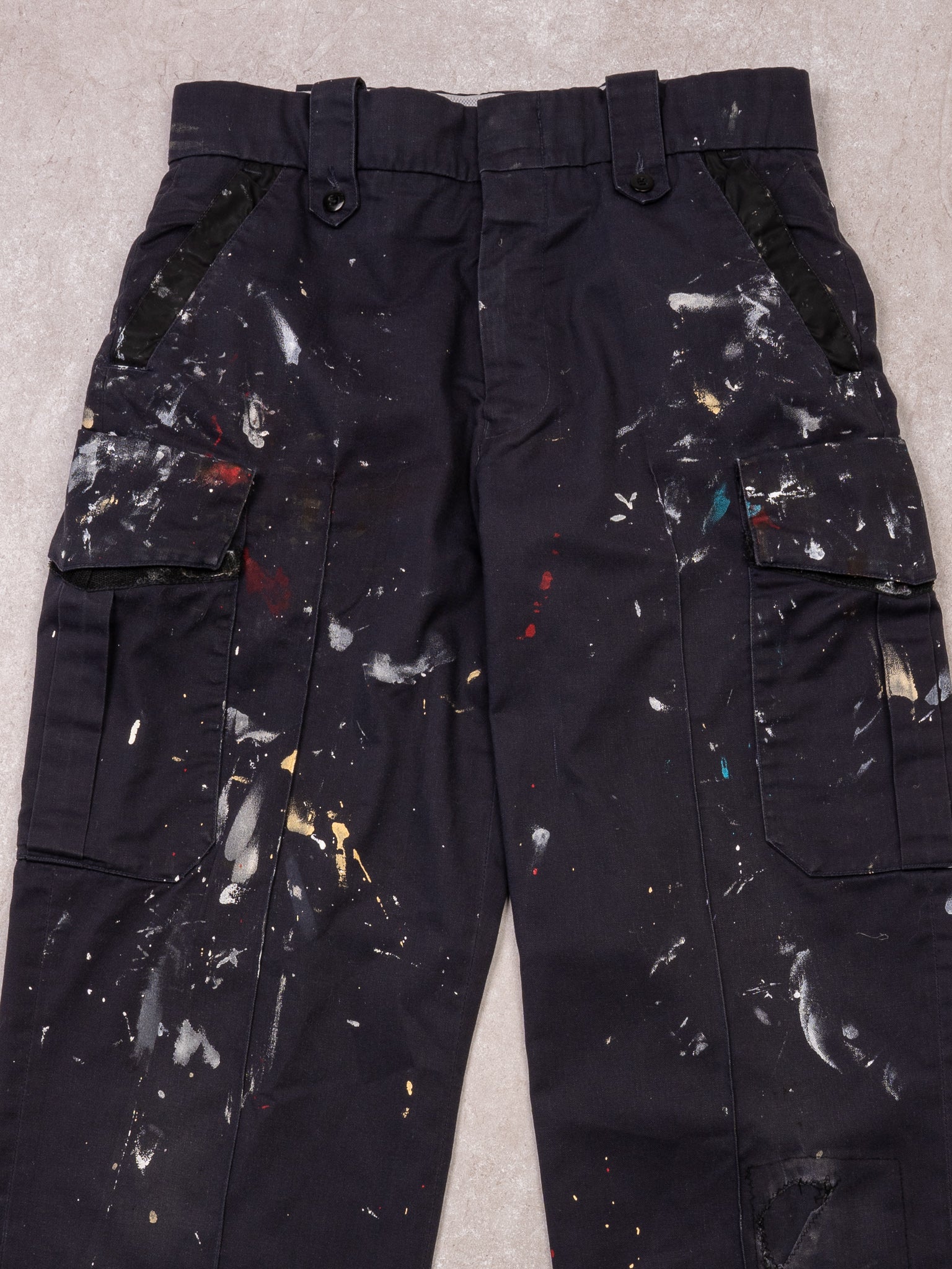 Vintage 90s Blue Paint Splashed Cargo Pants (34 x 31)