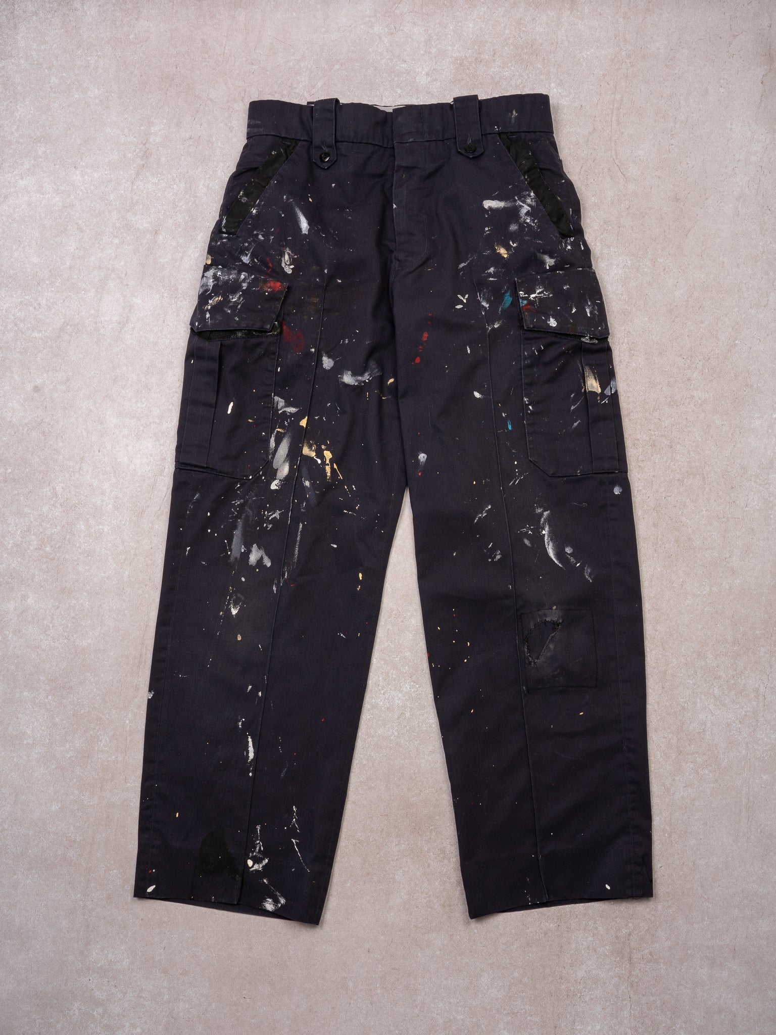 Vintage 90s Blue Paint Splashed Cargo Pants (34 x 31)