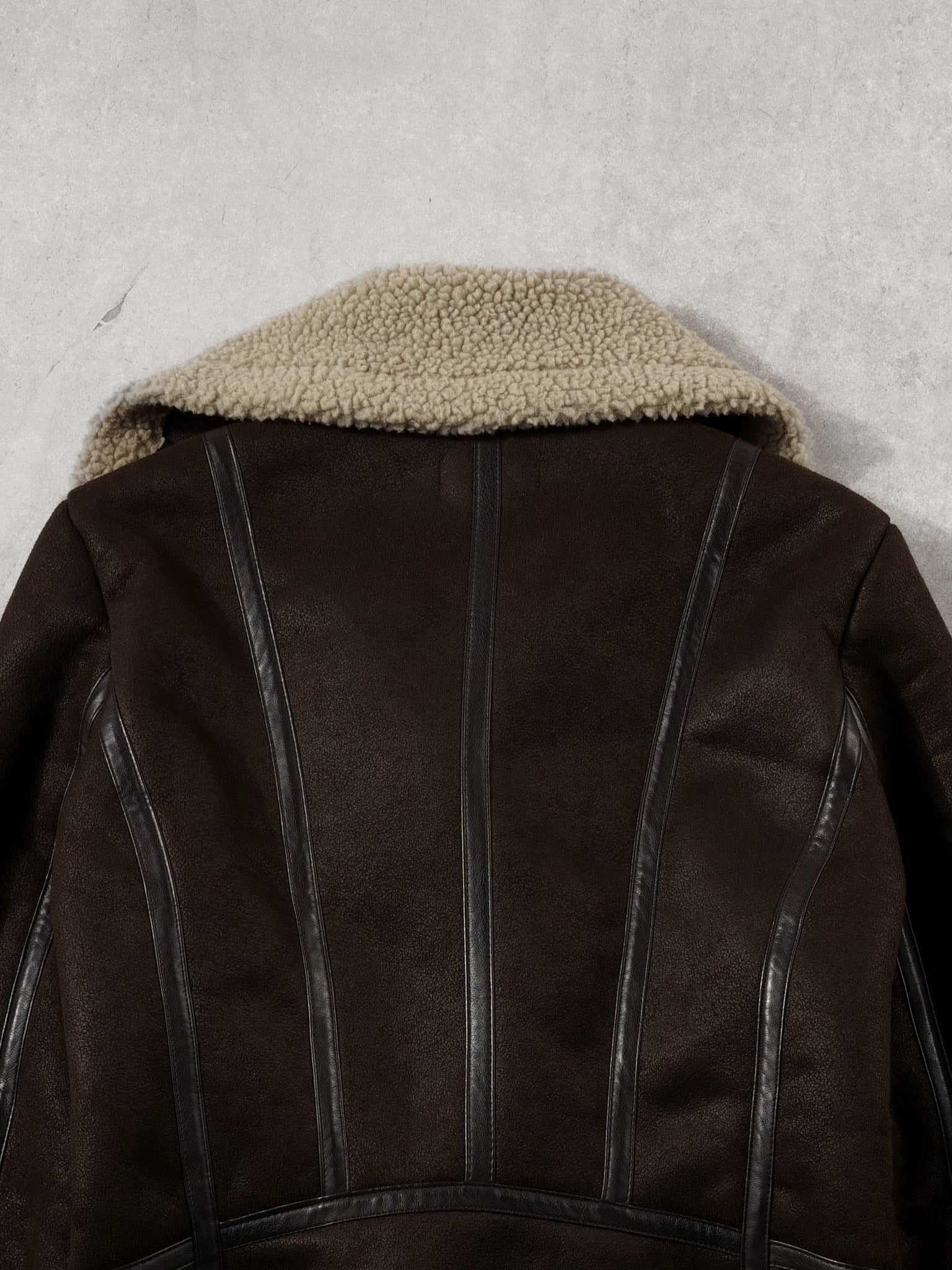 Vintage 90s Brown Suede Sherpa Lined Flight Jacket (XS)