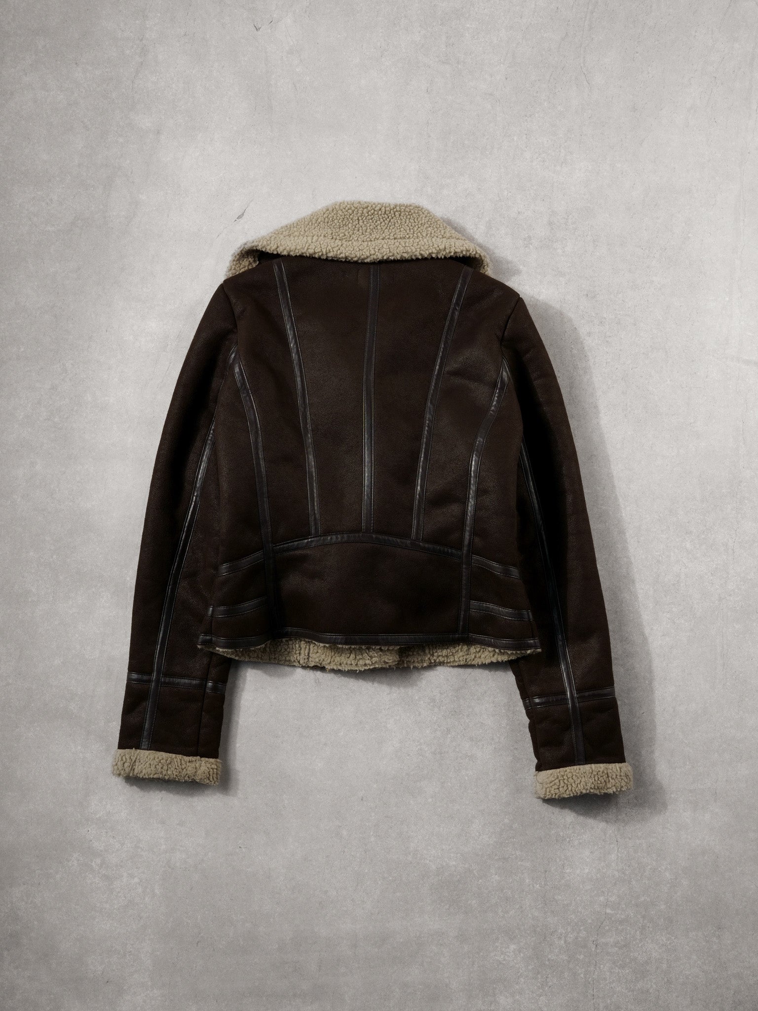 Vintage 90s Brown Suede Sherpa Lined Flight Jacket (XS)