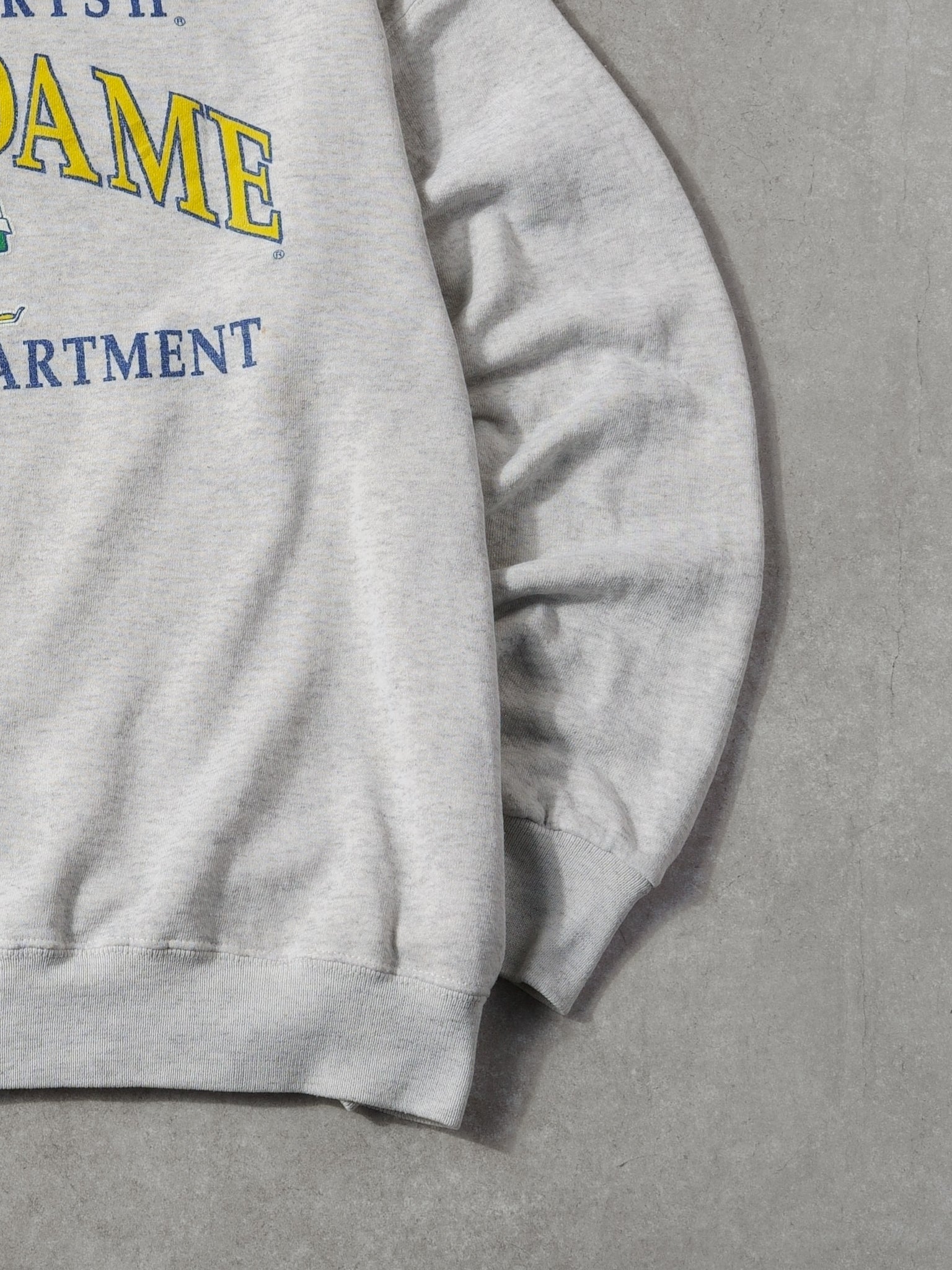 Vintage 90s Grey and Blue Notre Dame Fighting Irish Athletics Dept Crewneck (XL)