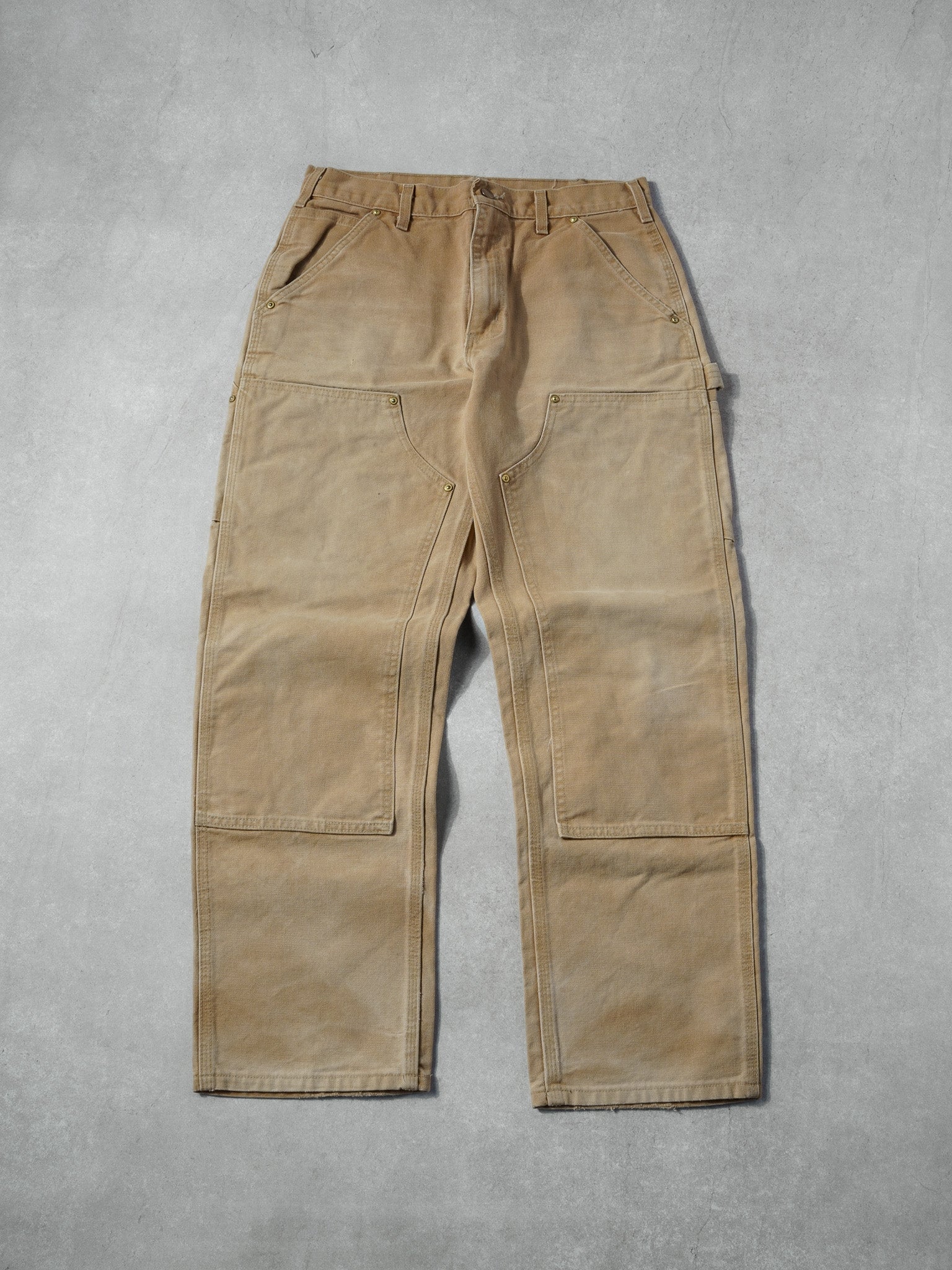 Vintage 90s Khaki Carhartt Dungeree Double Knee Carpenter Pants (32x29)
