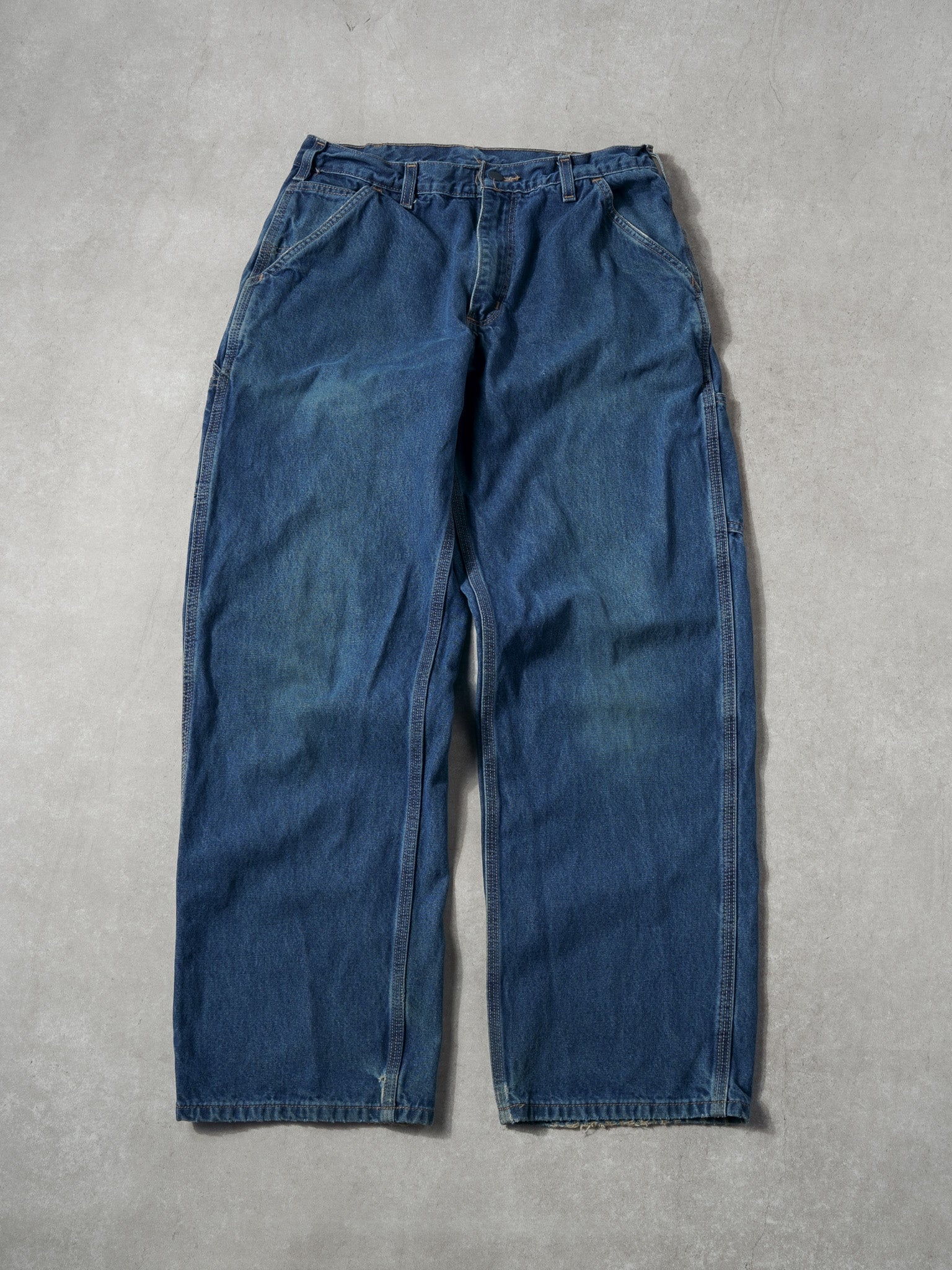 Vintage 90s Dark Blue Carhartt Original Fit Denim Carpenter Pants (34x30)